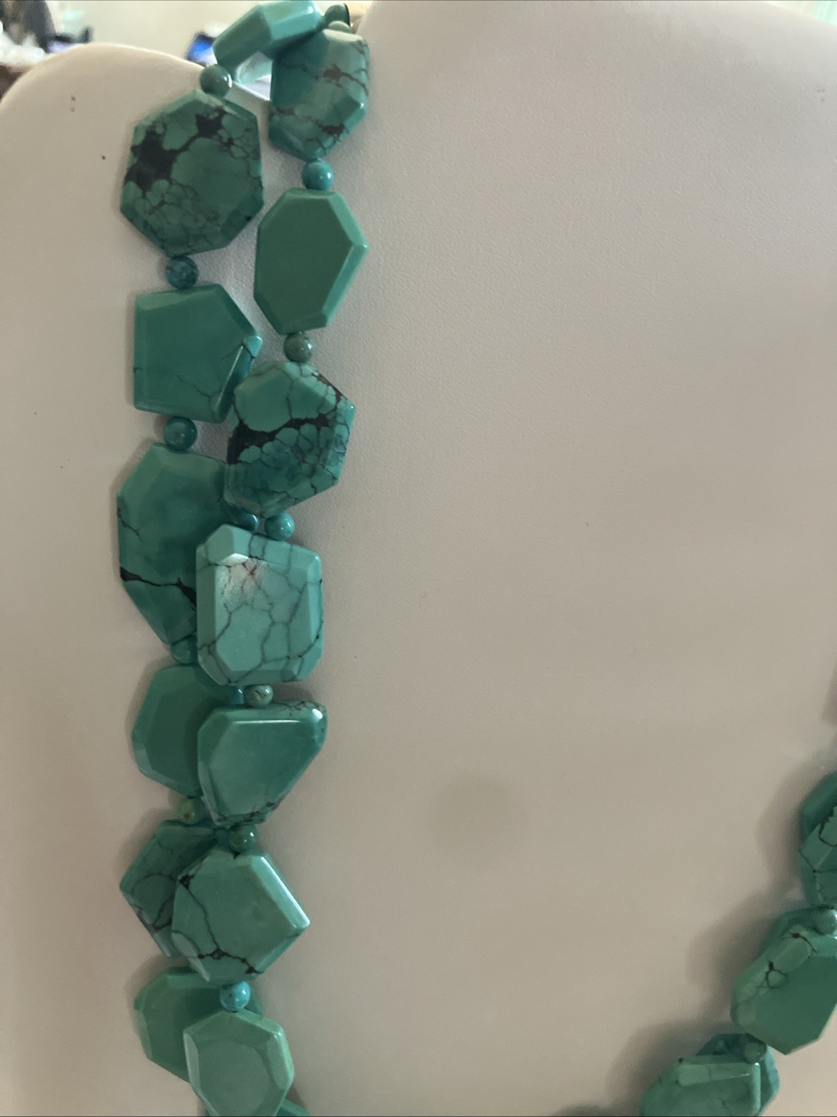 Jay King DTR Double Strand Turquoise Slab Beads Sterling 925 20” New 102 Grams