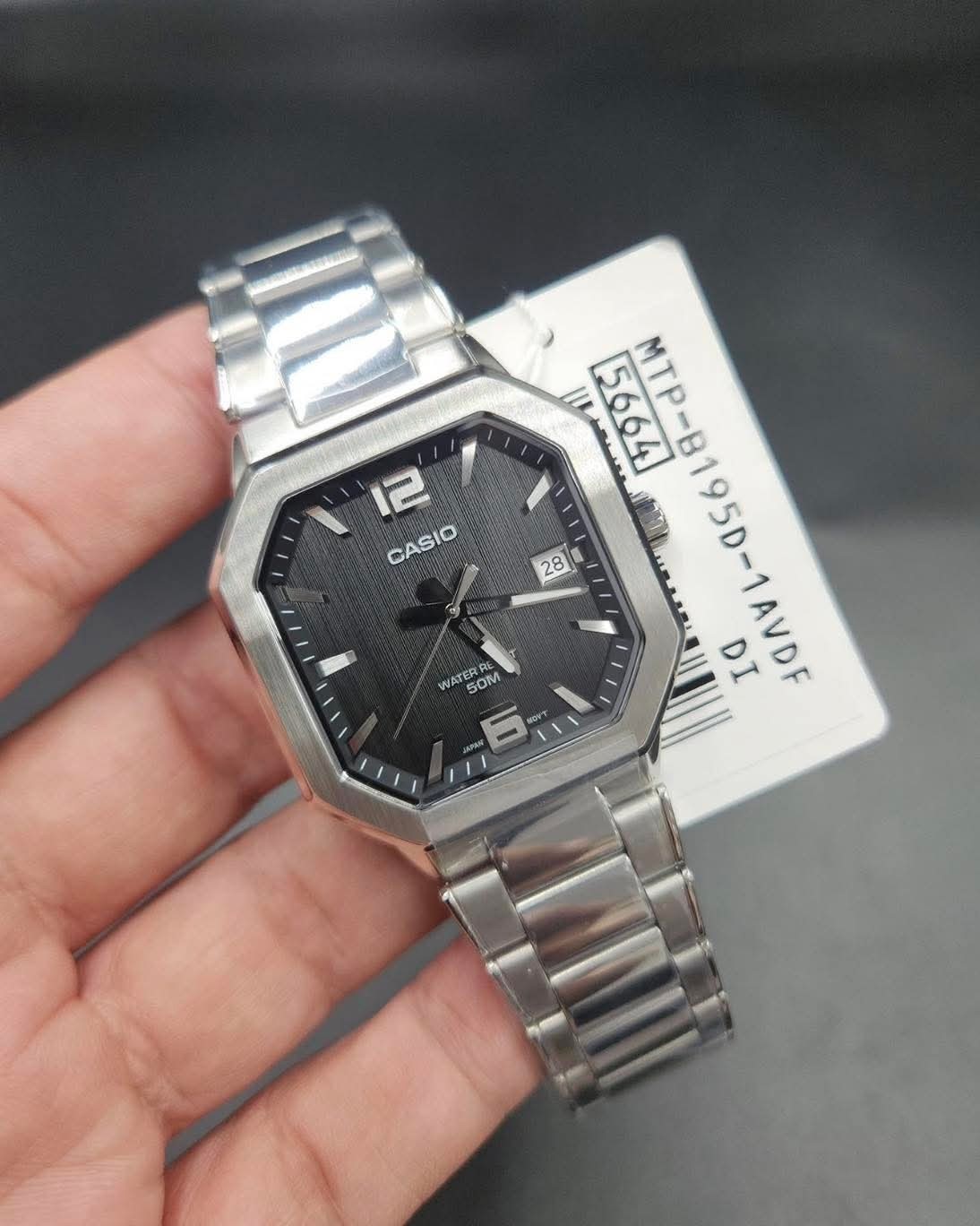Casio MTP-B195D-1AVDF Men’s Stainless Steel Watch Black Dial Date 50M New
