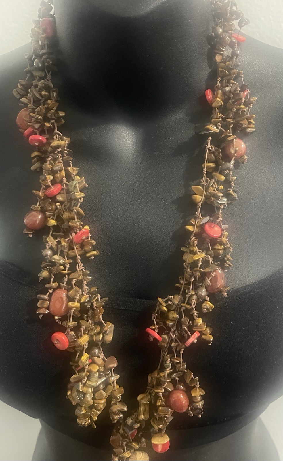 Gorgeous Long Boho Multi Strand Multicolor Gemstone Beaded Layered Necklace