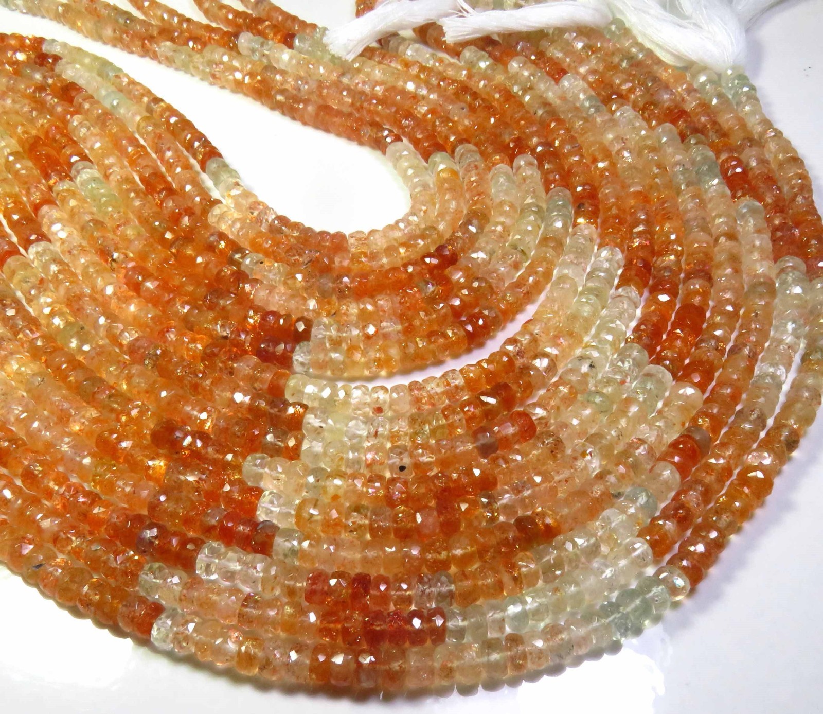 Natural Multi African Confetti Sunstone faceted Gemstone Beads 14″Strand 5-5.5mm