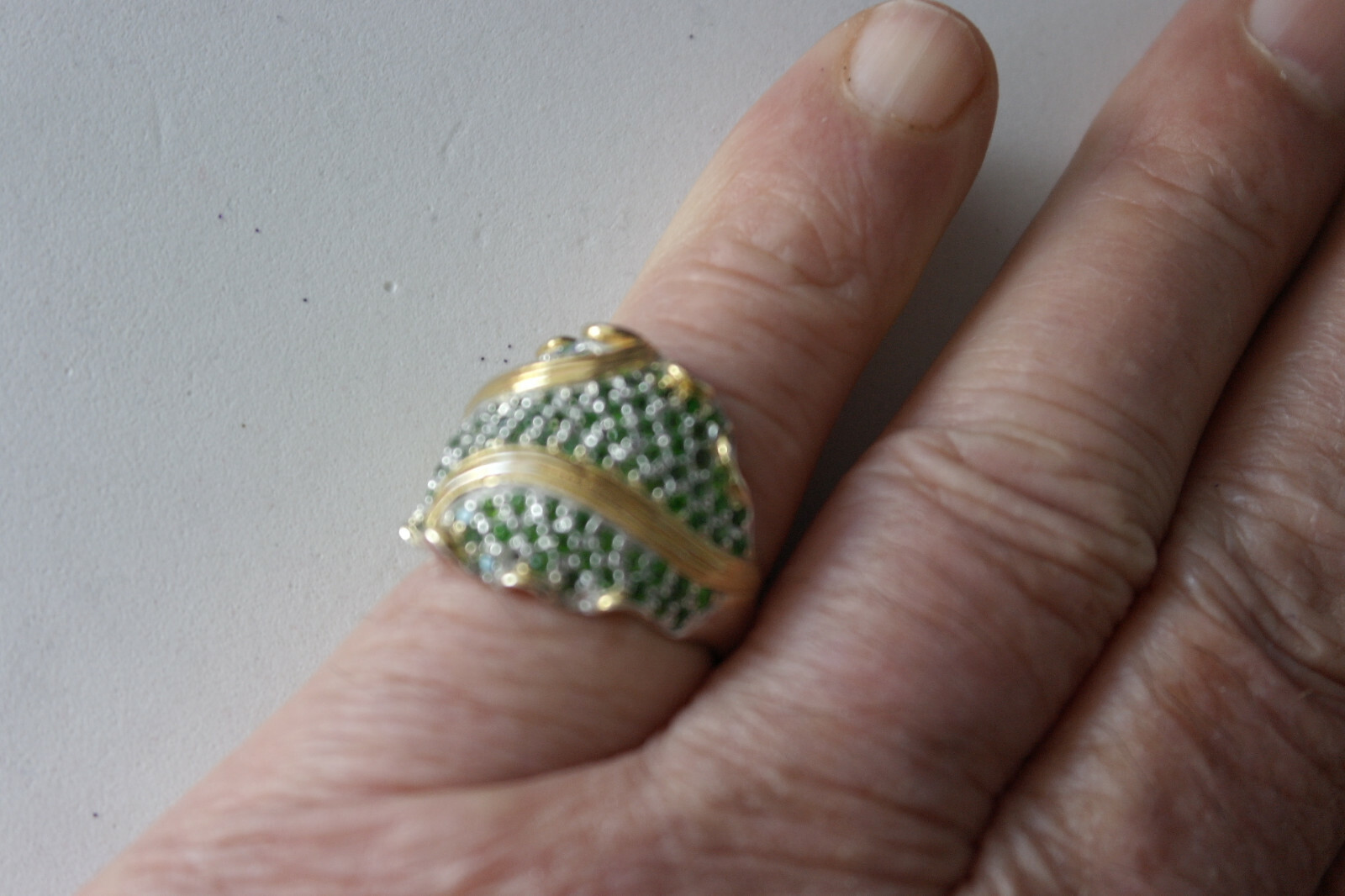 Elegant Round 1.5mm Top Rich Green Chrome Diopside 925 Sterling Silver Ring O1/2