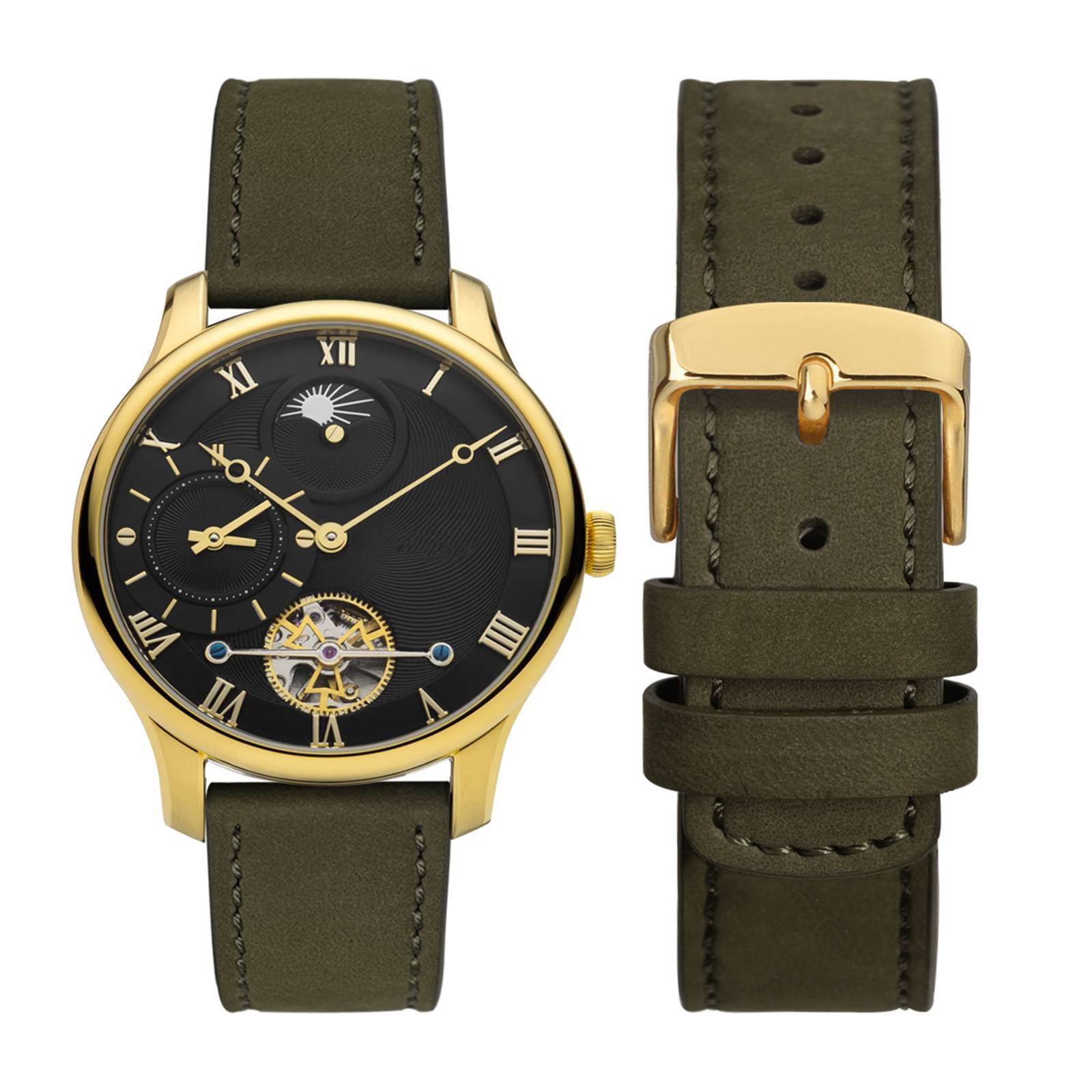 WOCCI Nubuck Top Grain Leather Watch Straps for Men Women Black Brown Green Blue