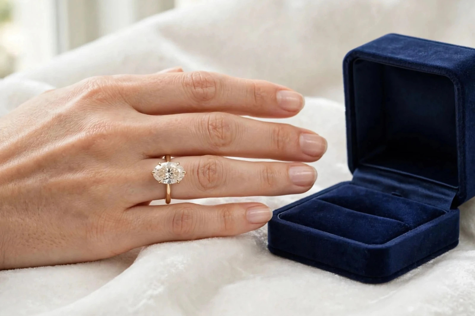 2.0Ct oval Cut moissanite Six prong Solitaire Engagement Ring 14k gold Plated