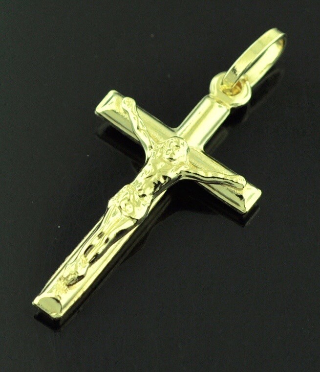 14k solid yellow gold JESUS CHRIST cross pendant #6251 crucifix 1.30gr h3jewel