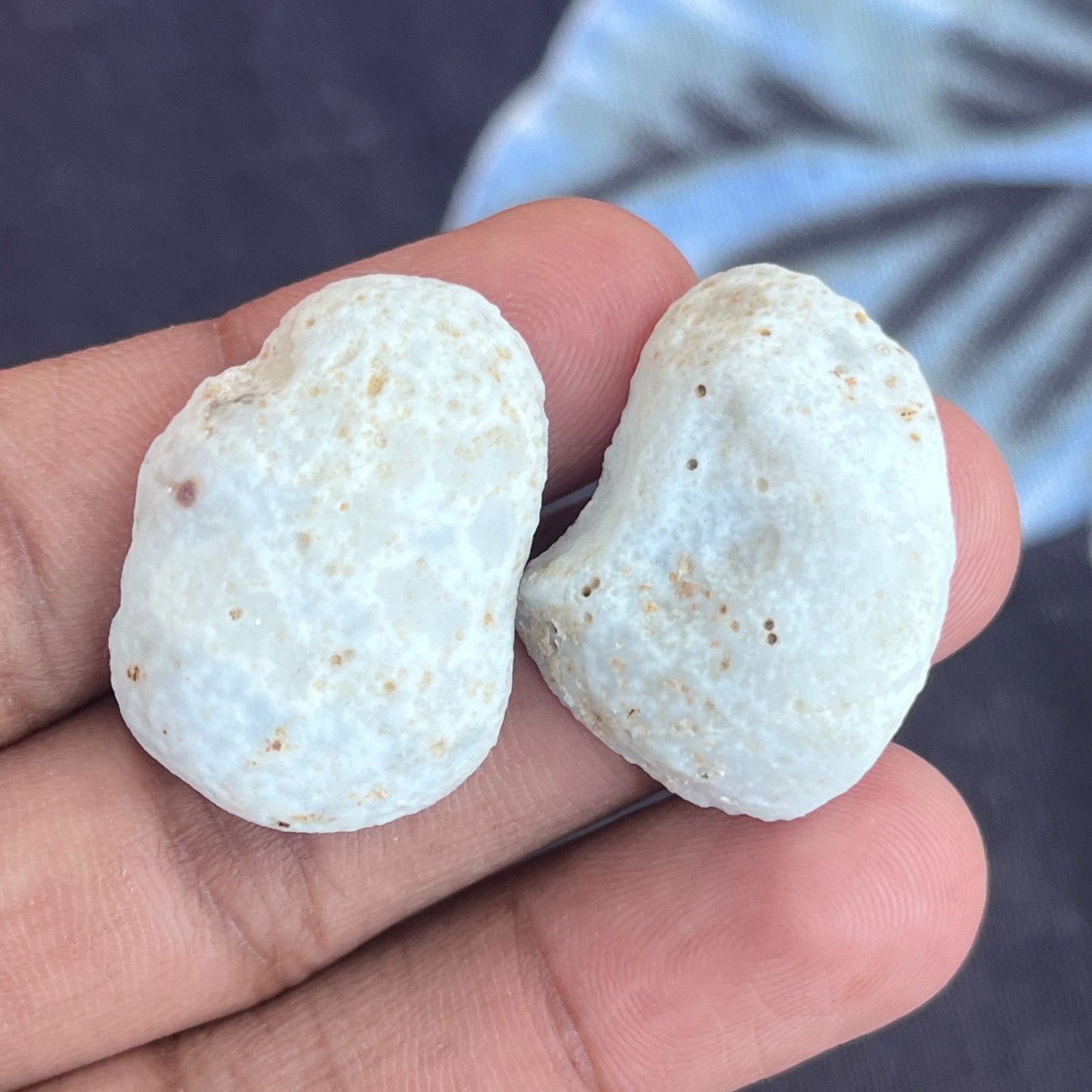 Natural White Druzy Agate Cabochon, Jewelry Making (29X20X7 MM, 27X22X8 MM) 55CT