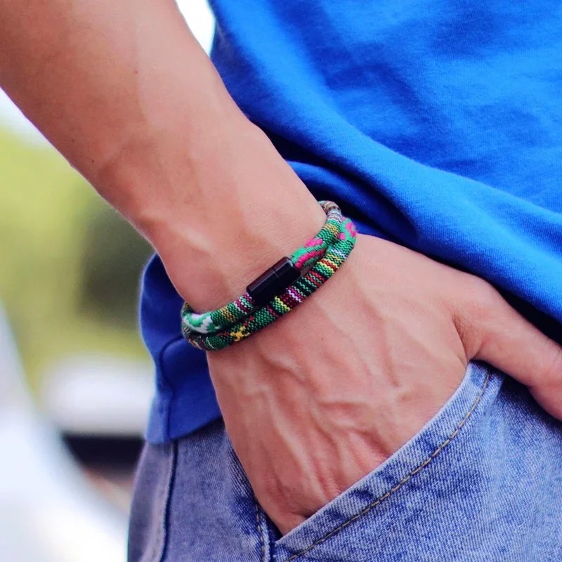 NEW Men’s Boho Rope Magnetic Bracelet Adventure Survival Beach Surf Pulsera