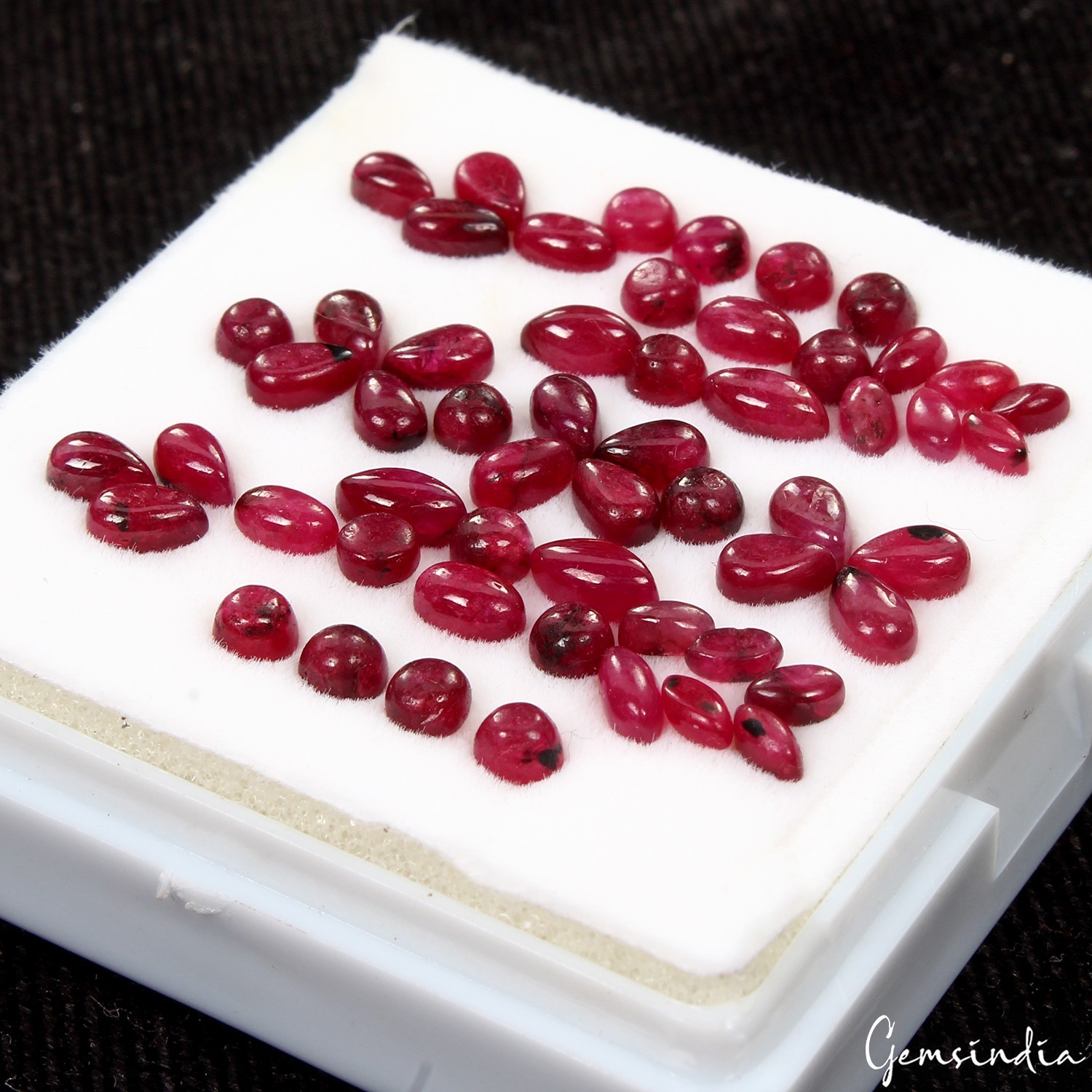 55 Pc Natural Red Ruby Mix Cabochon 3.5-6mm Loose Gemstones For Jewelry~20.80 Ct