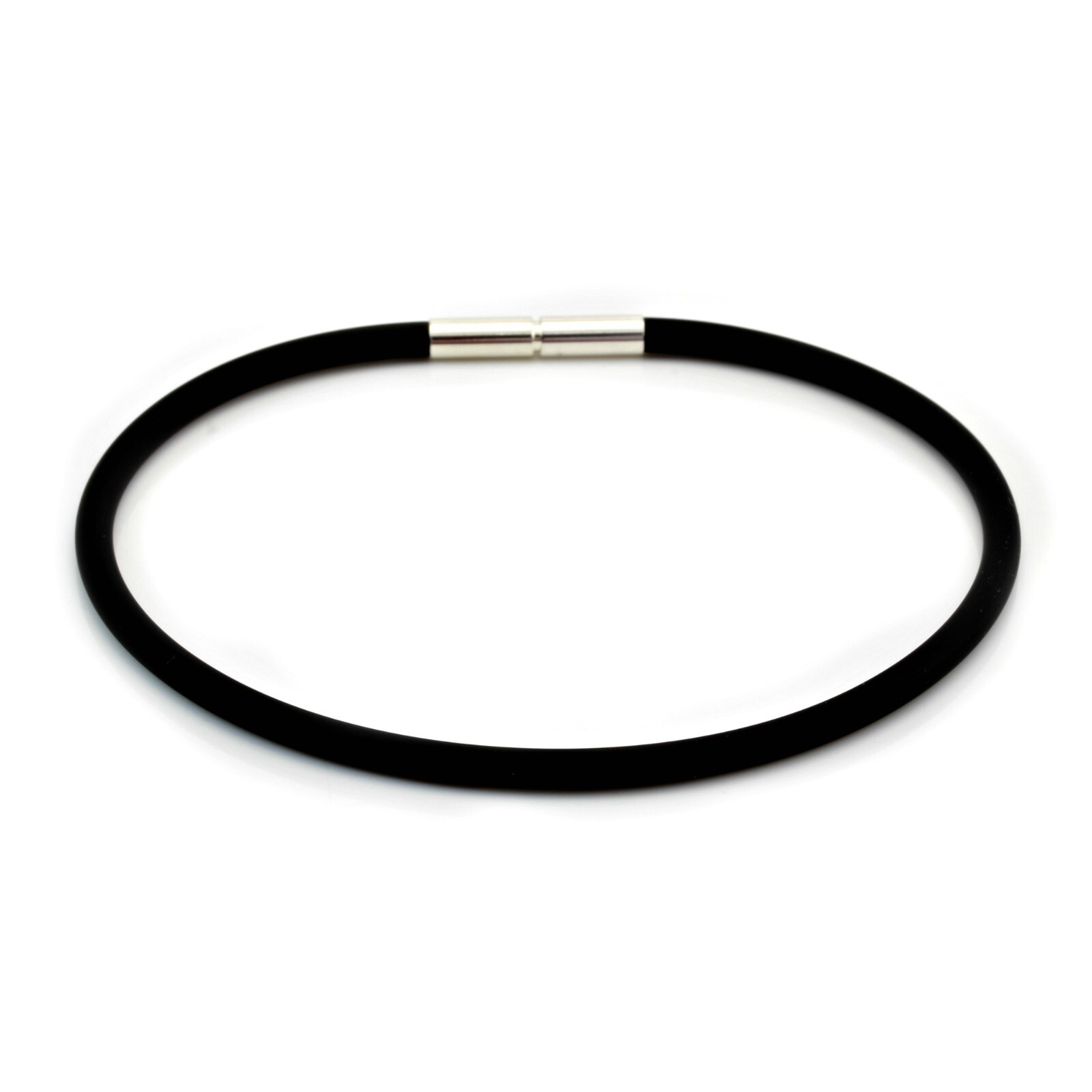 Men’s/Ladies 3mm Rubber Bracelet–Sterling Silver Twist Clasp–Minimalist bracelet