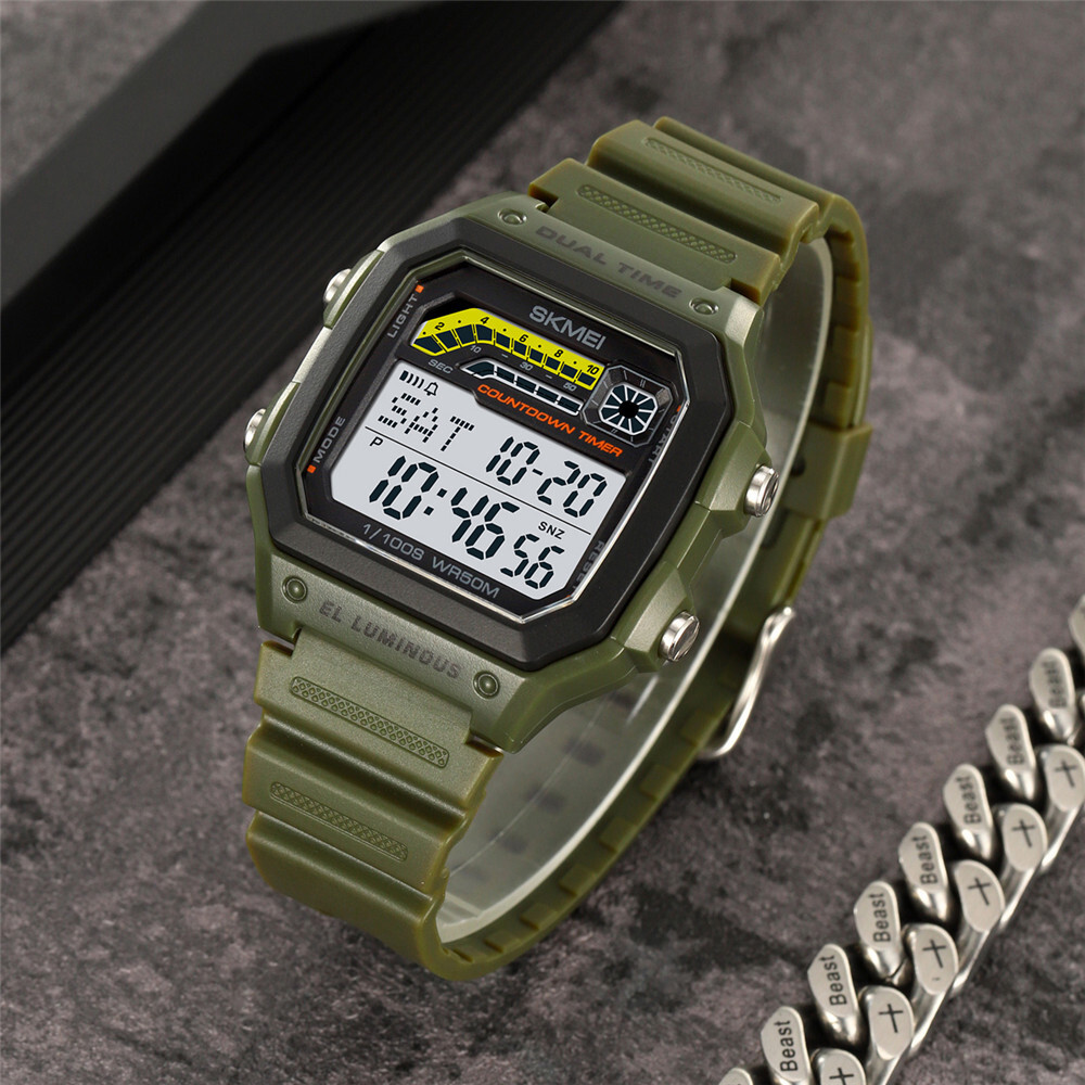 SKMEI Men Digital Watch Weekdate LED Wristwatch Male Steel Countdown Boy Watches