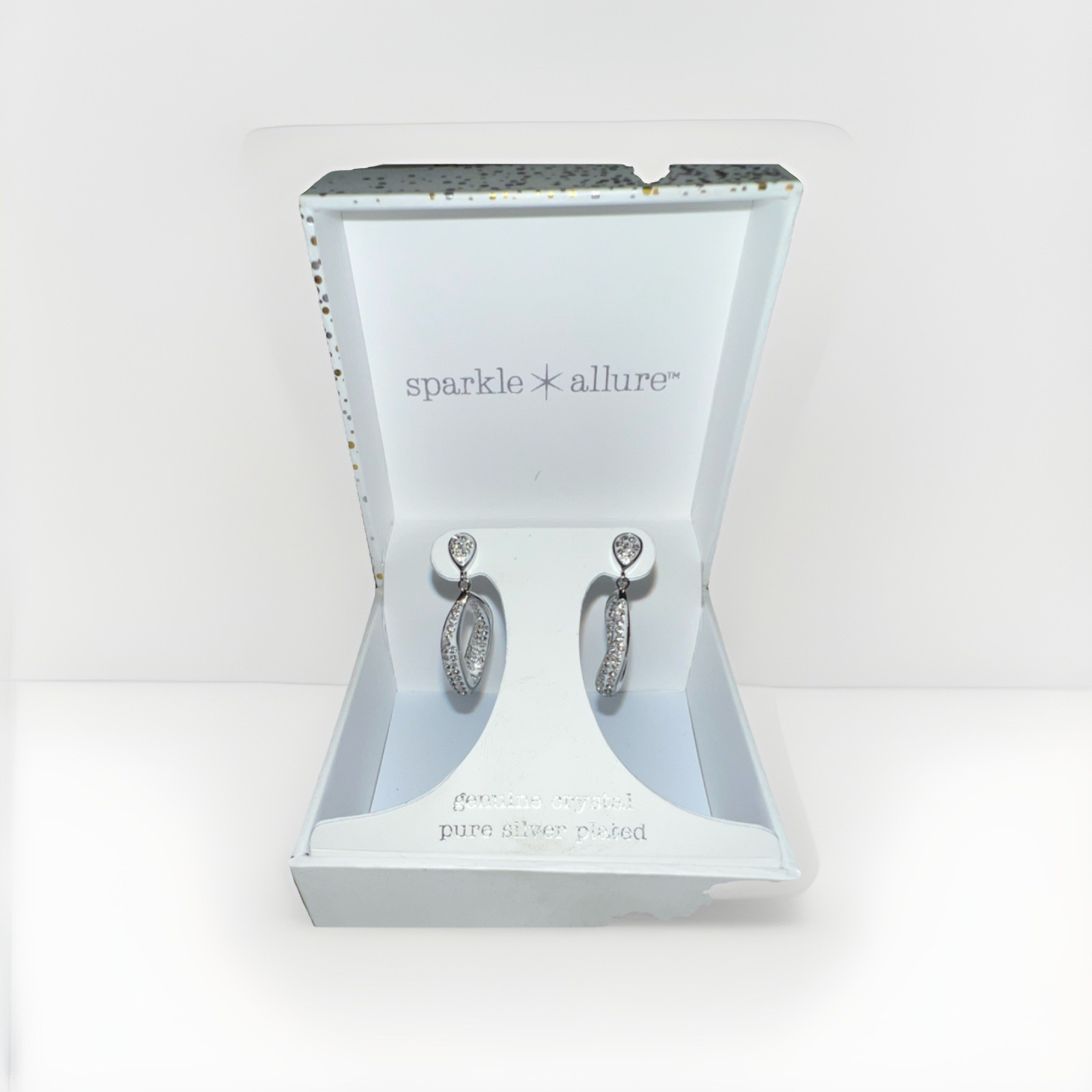 sparkle allure Crystal Teardrop Dangle Earrings Silver Plated Nickel-Free