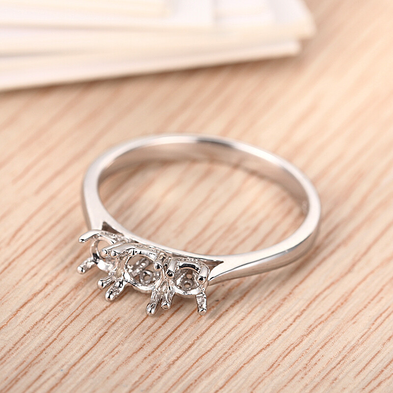 Round 4mm to 4.75mm & 3mm to 3.6mm Semi Mount Ring Solid 10k White Gold Jewelry