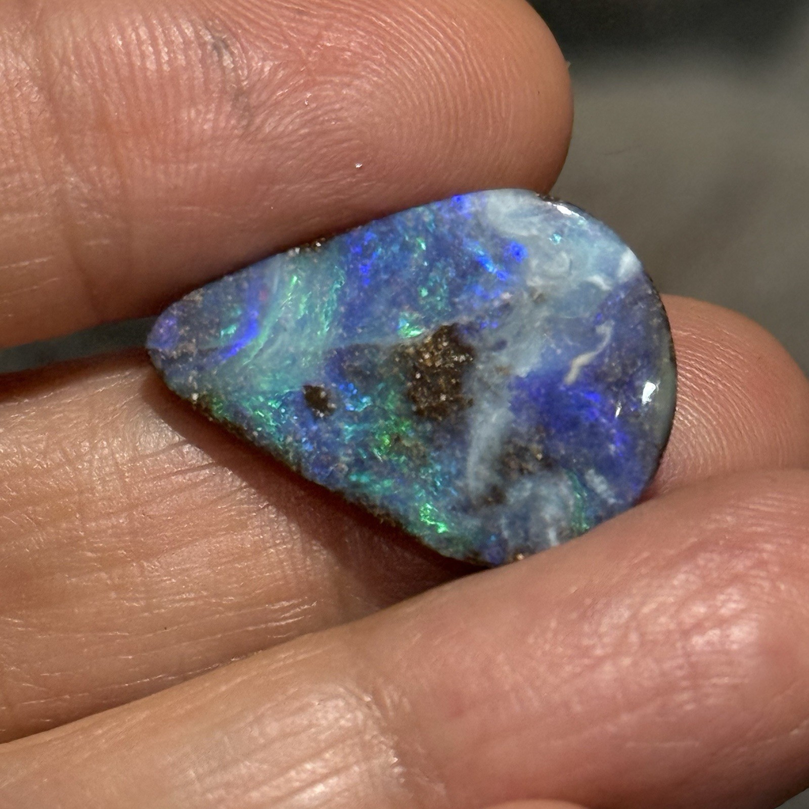 13.45ct 23.9x17x4.5mm Caribbean Blue Australian Boulder Opal Teardrop Cabochon