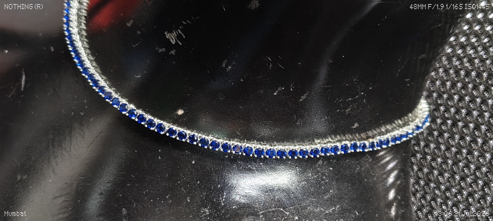 25Ct Blue Round Cut Lab-Created Diamond Tennis Necklace 14K White Gold Plated