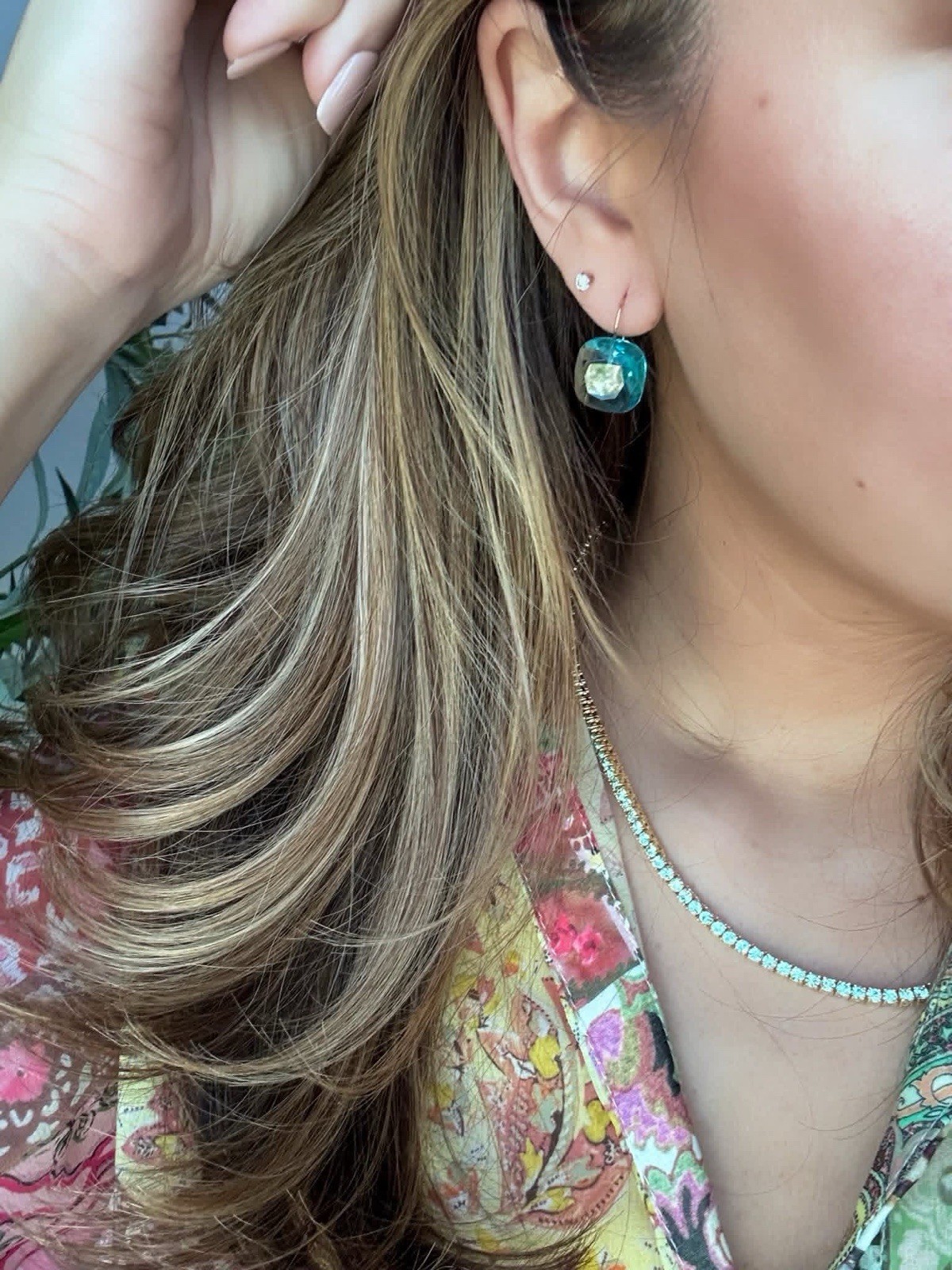 NWT Park Lane AQUA Blue Cushion Cut Crystal GOLD Fishhook EARRINGS Retail $40