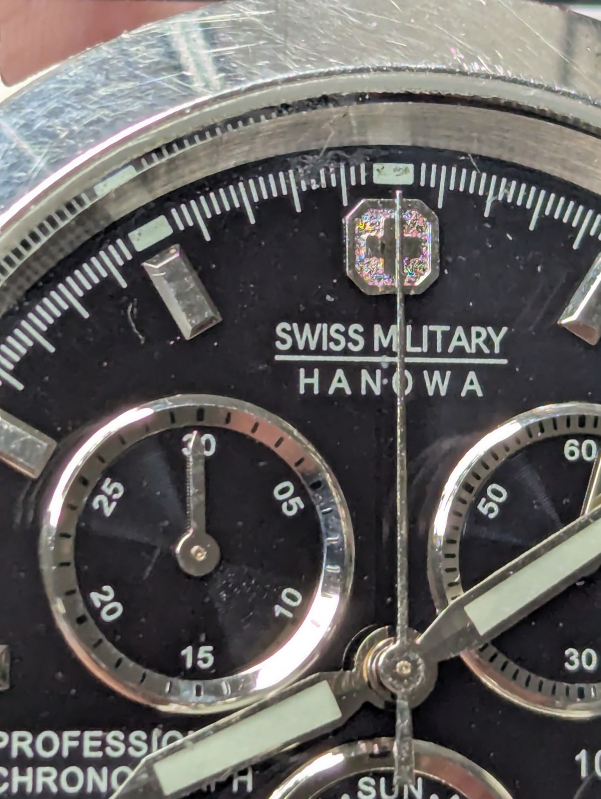 Hanowa Swiss Military Army Watch 10198J Chronograph Day Date – Runs Well
