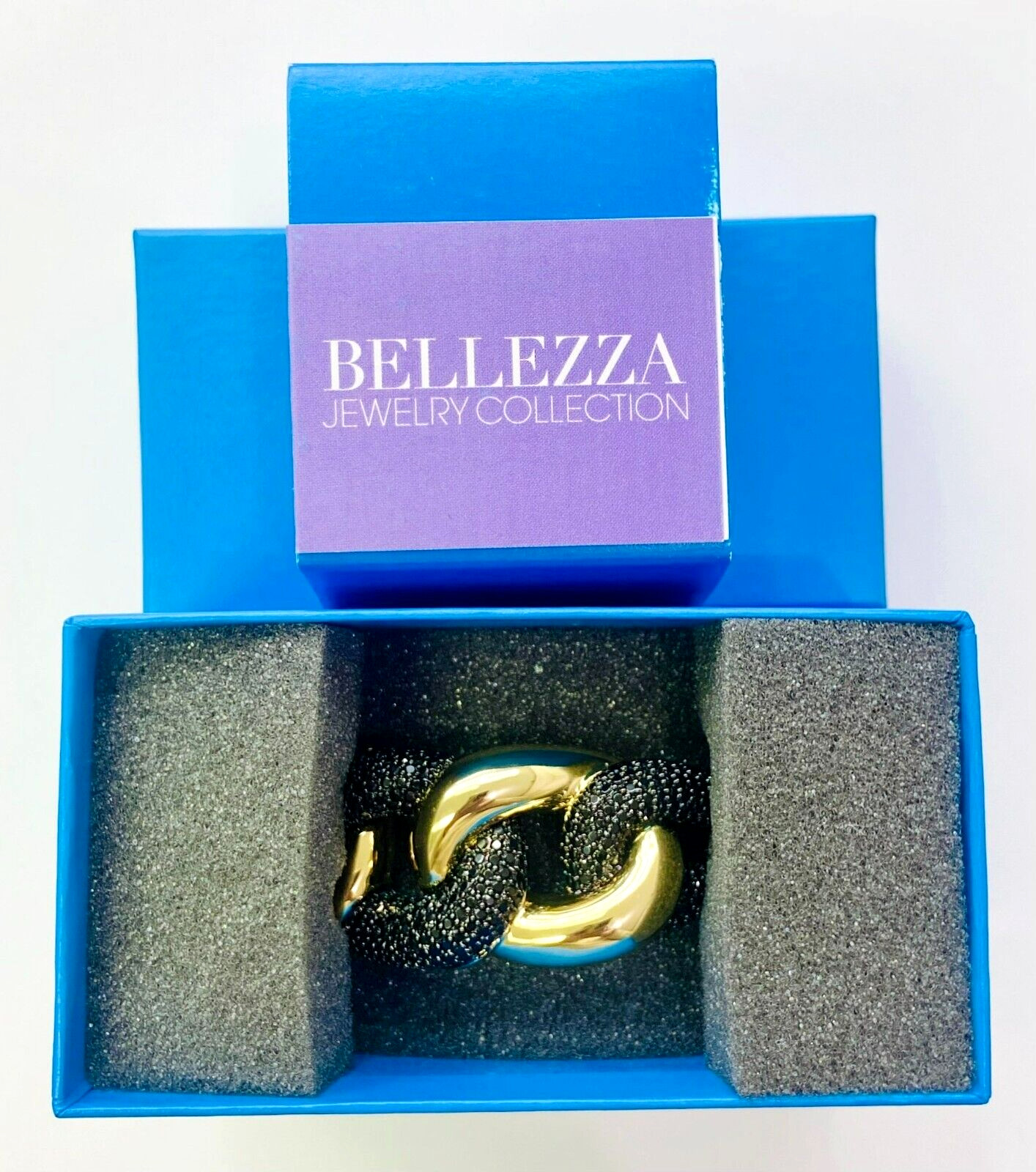 HSN Bellezza Jewelry Collection Bronze Black Spinel Interlock Bangle Bracelet