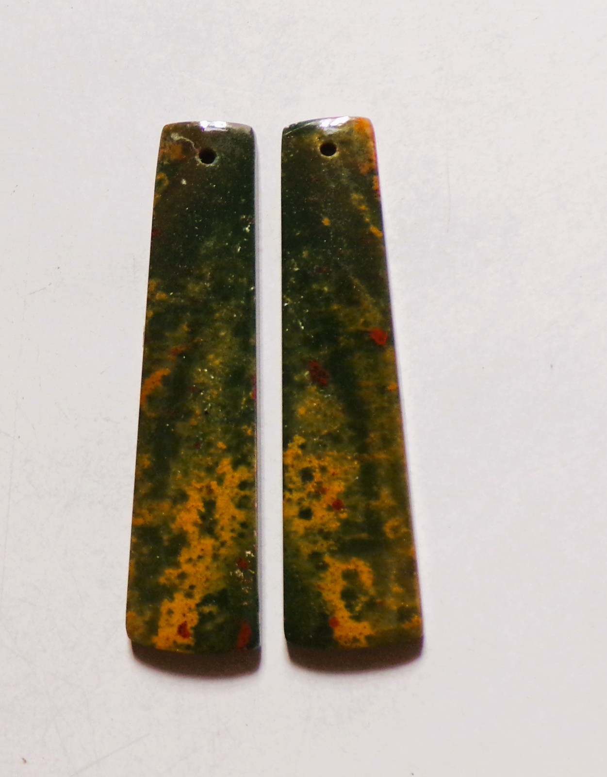 34.15 Cts Natural Blood Stone Drilled Cabochon Match Pair Gemstone 44X11MM 15