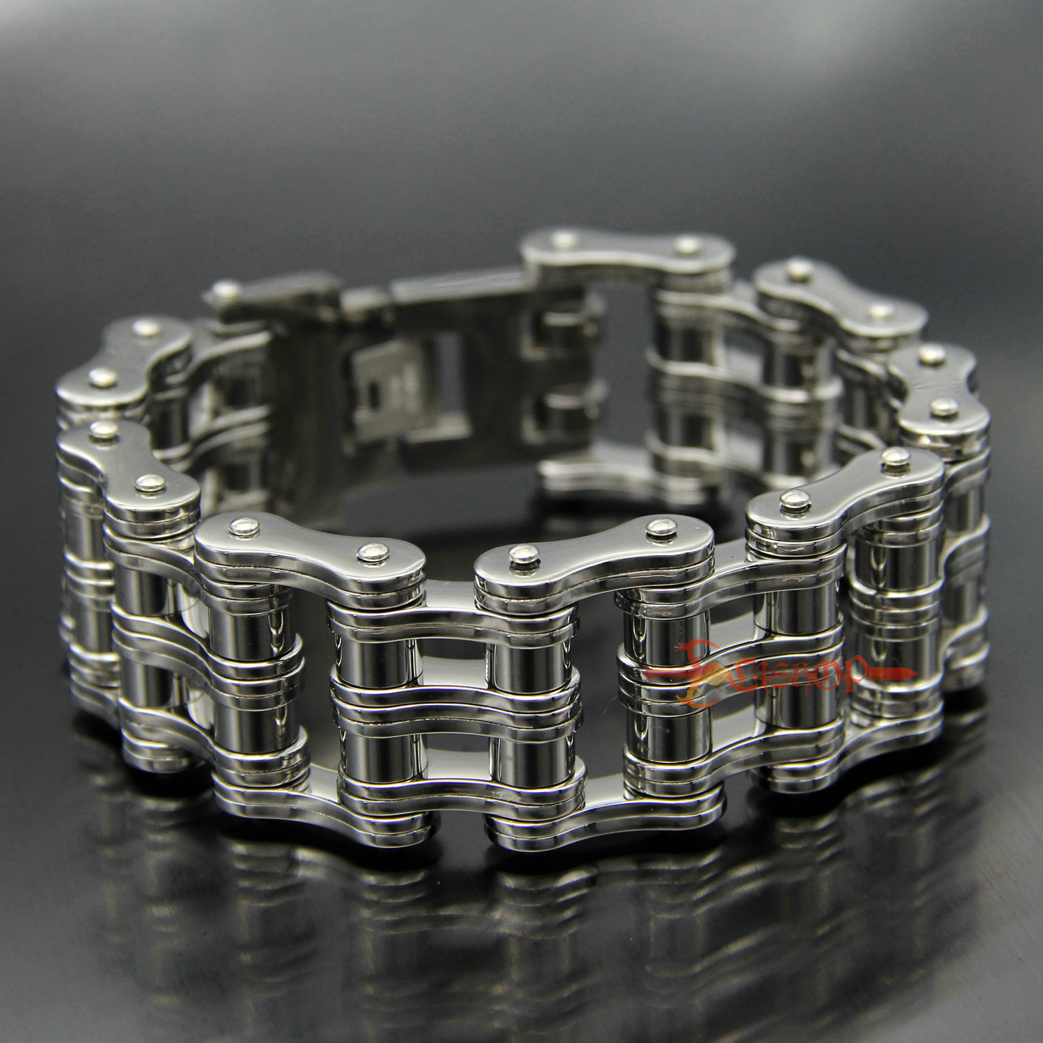 Heavy Mens Stainless Steel Motorcycle Bike Chain Biker Bracelet Silver 27mm Wide