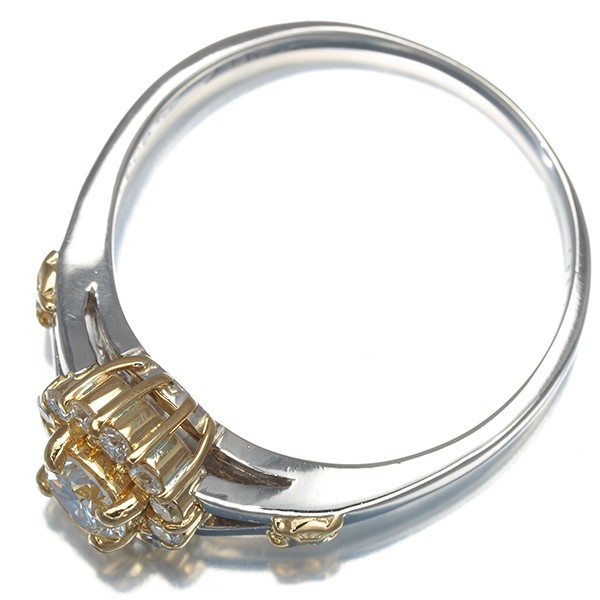 Auth CELINE Ring Diamond 0.26ct/0.16ct Macadam US6-6.25 Pt 900/18K YG