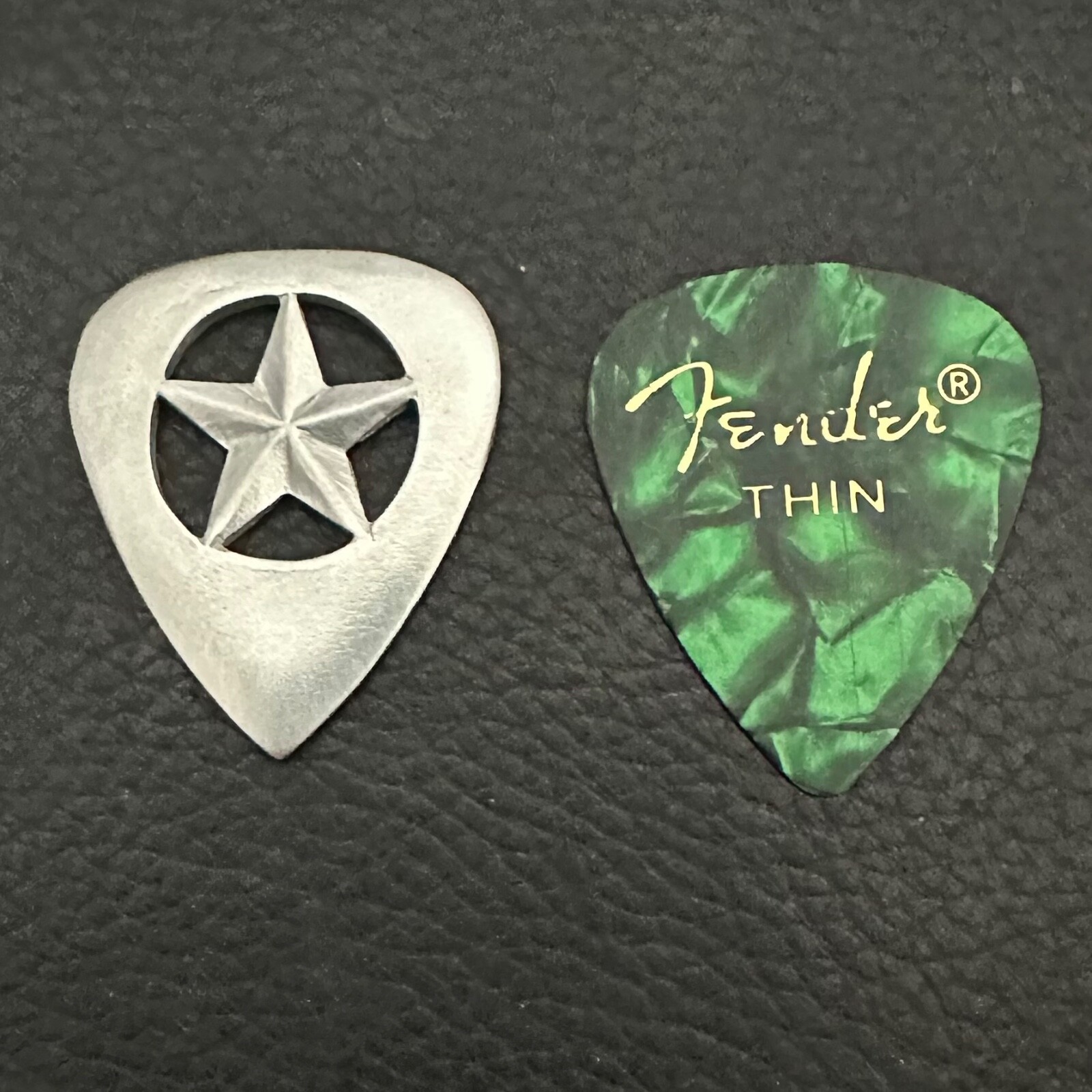 MJG STERLING SILVER GUITAR PICK. TEXAS LONE STAR. SRV.
