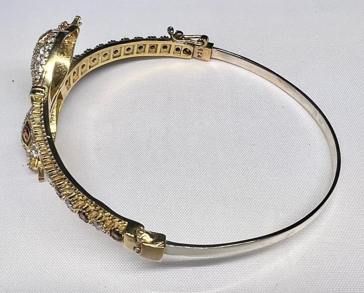 REAL Citrine & White Sapphire Snake Bracelet 14K Gold on SOLID 925 Egyptian Rev