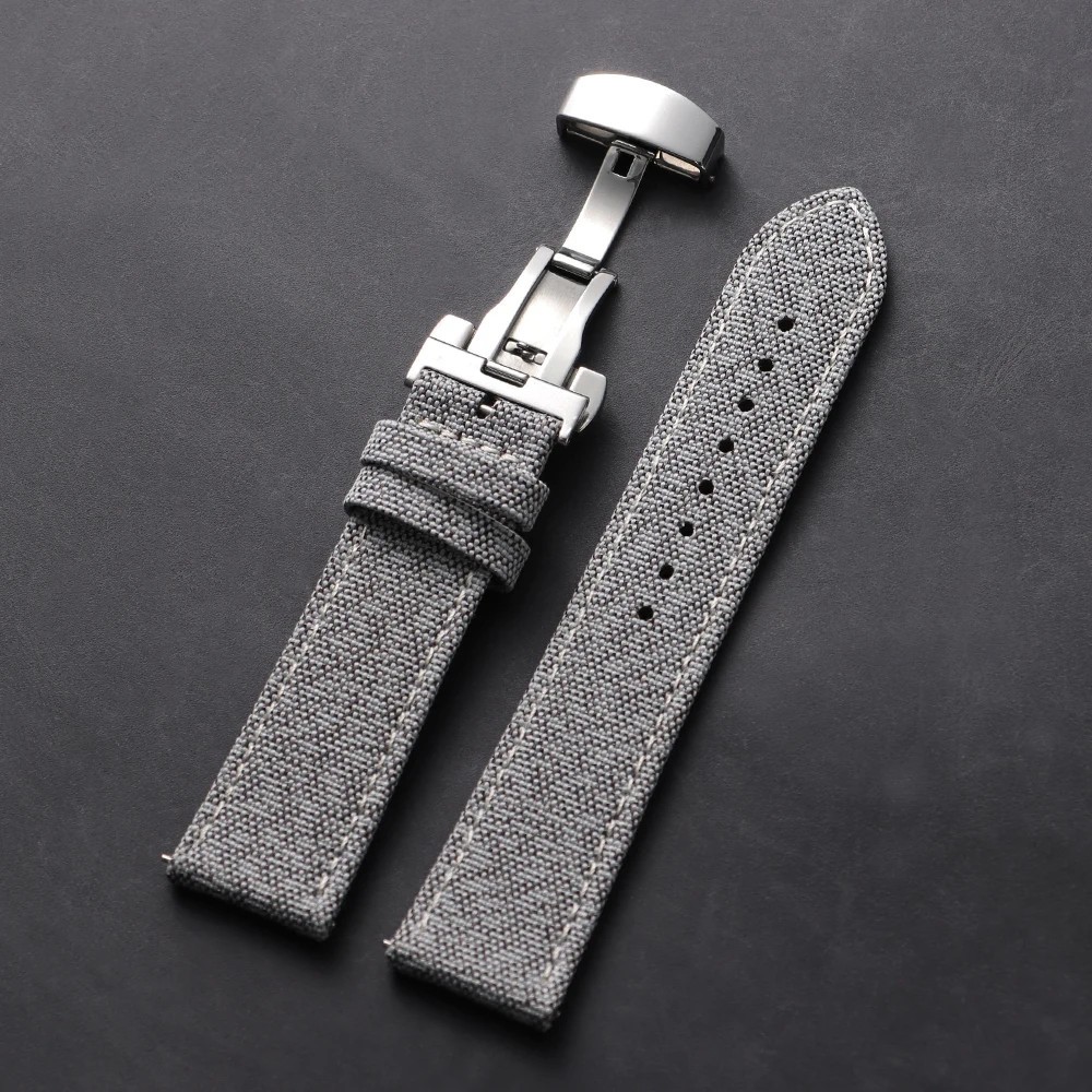 Quick Release Nylon Leather Strap 20/22mm Butterfly Buckle for Omega Seiko