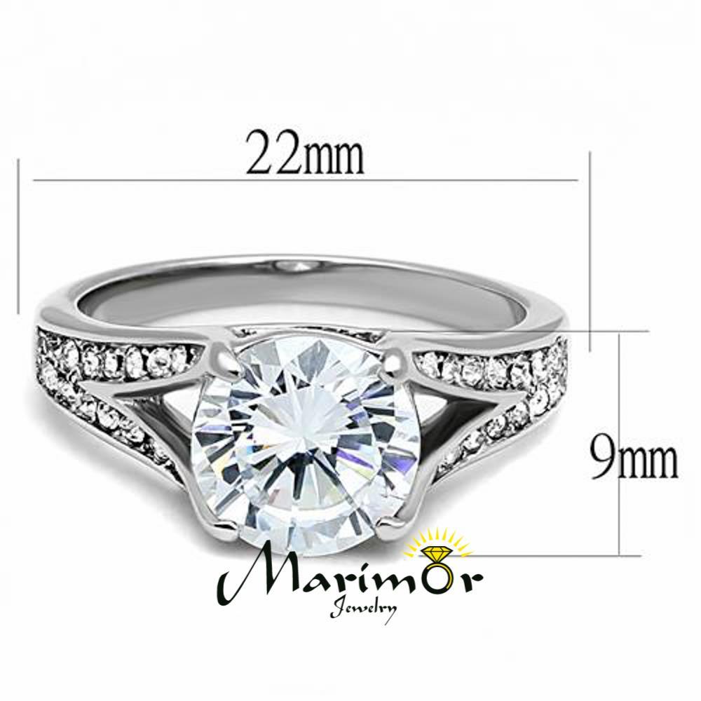 Women’s 3.17 Ct Round Cut Zirconia Stainless Steel Engagement Ring Size 5-10