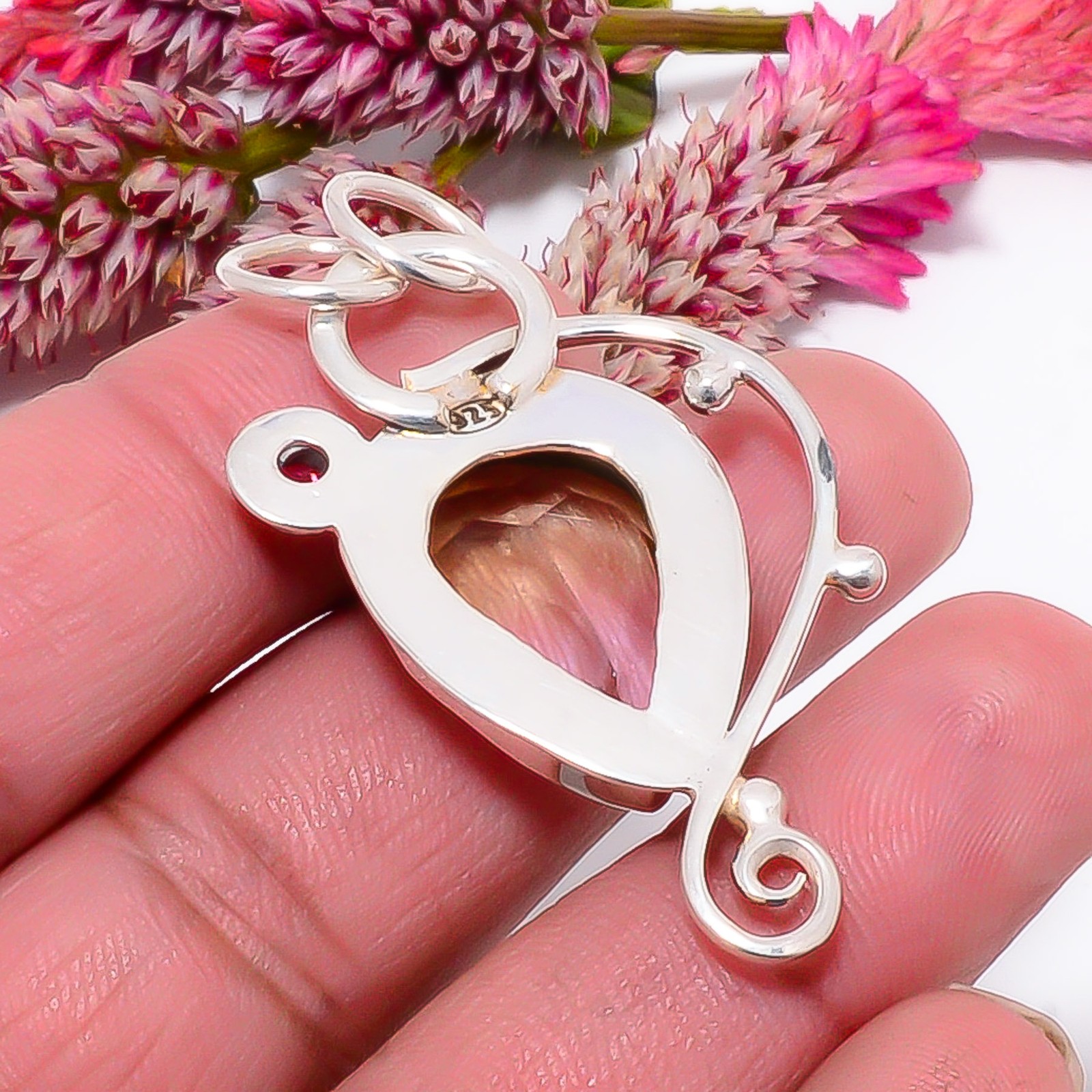 Morganite & Pink Rubellite Tourmaline 925 Sterling Silver Pendant 2.03″ sku62