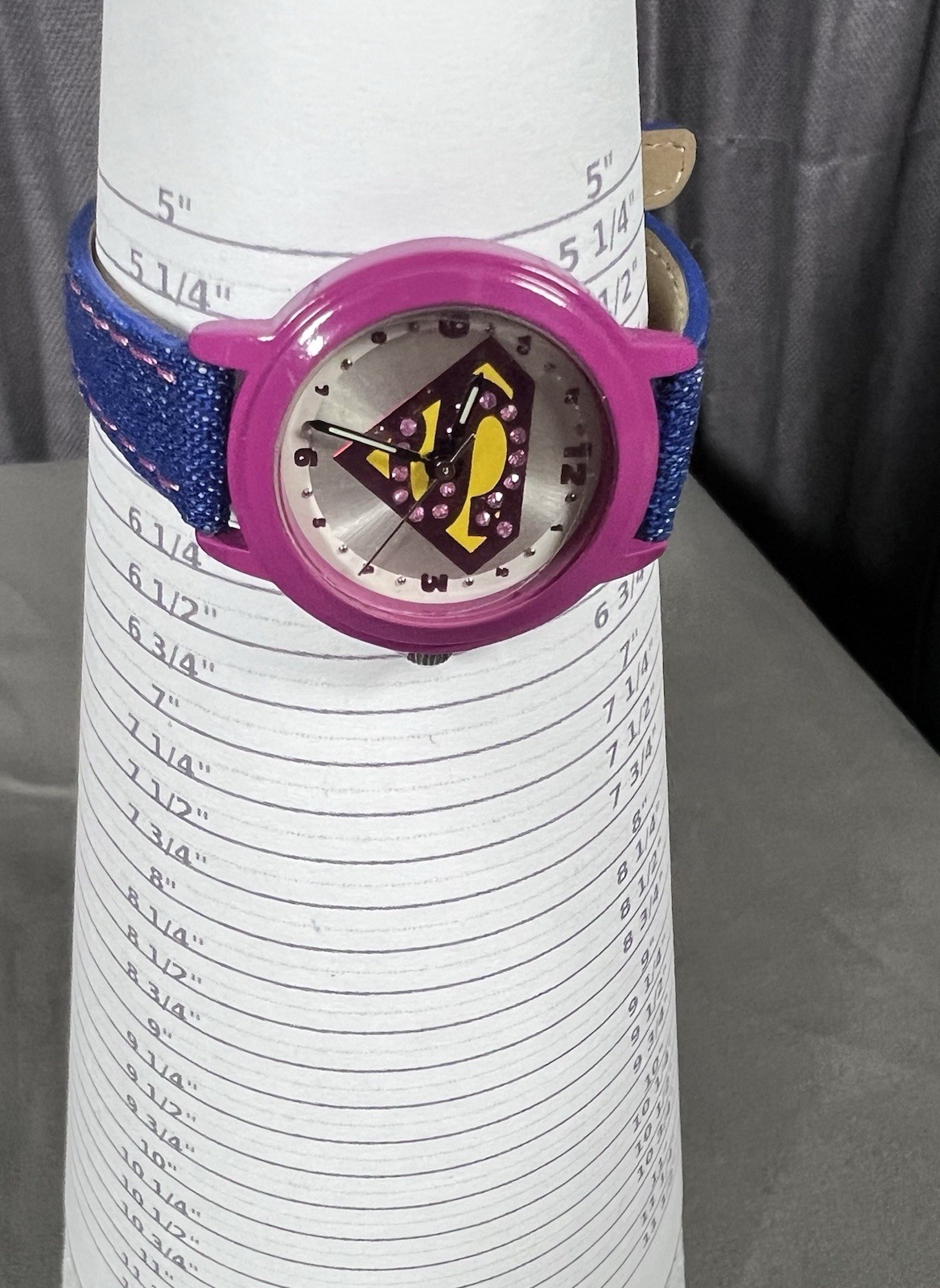 DC Comics Superman Supergirl Watch Denim Rhinestone 2006 New Battery Never Worn