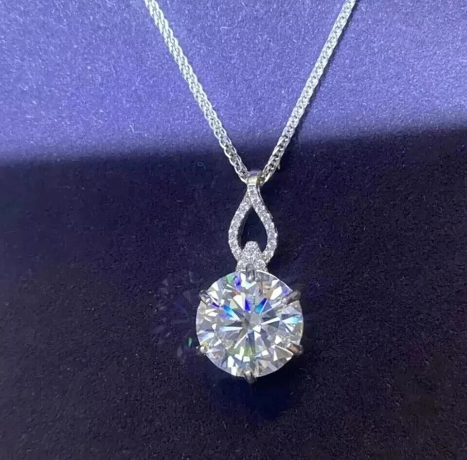 3.2CT Round Cut Lab Created Diamond Women’s Chain Pendant 14k White Gold Finish