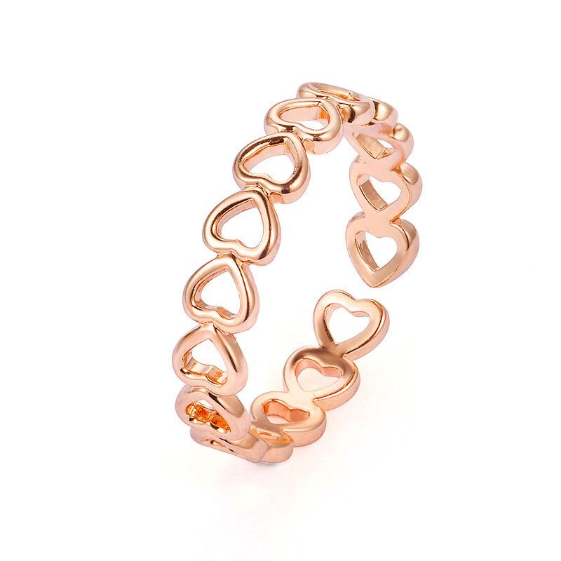 Heart Shape Open Rings-Gold Color Hollowed Out Cute Love Flexible Ring Jewelry