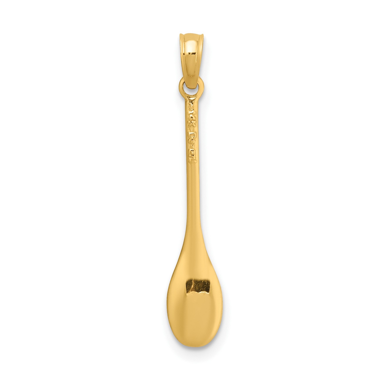 14k Yellow Gold Solid 3D Mini Spoon Pendant Charm Polished 22.9mm