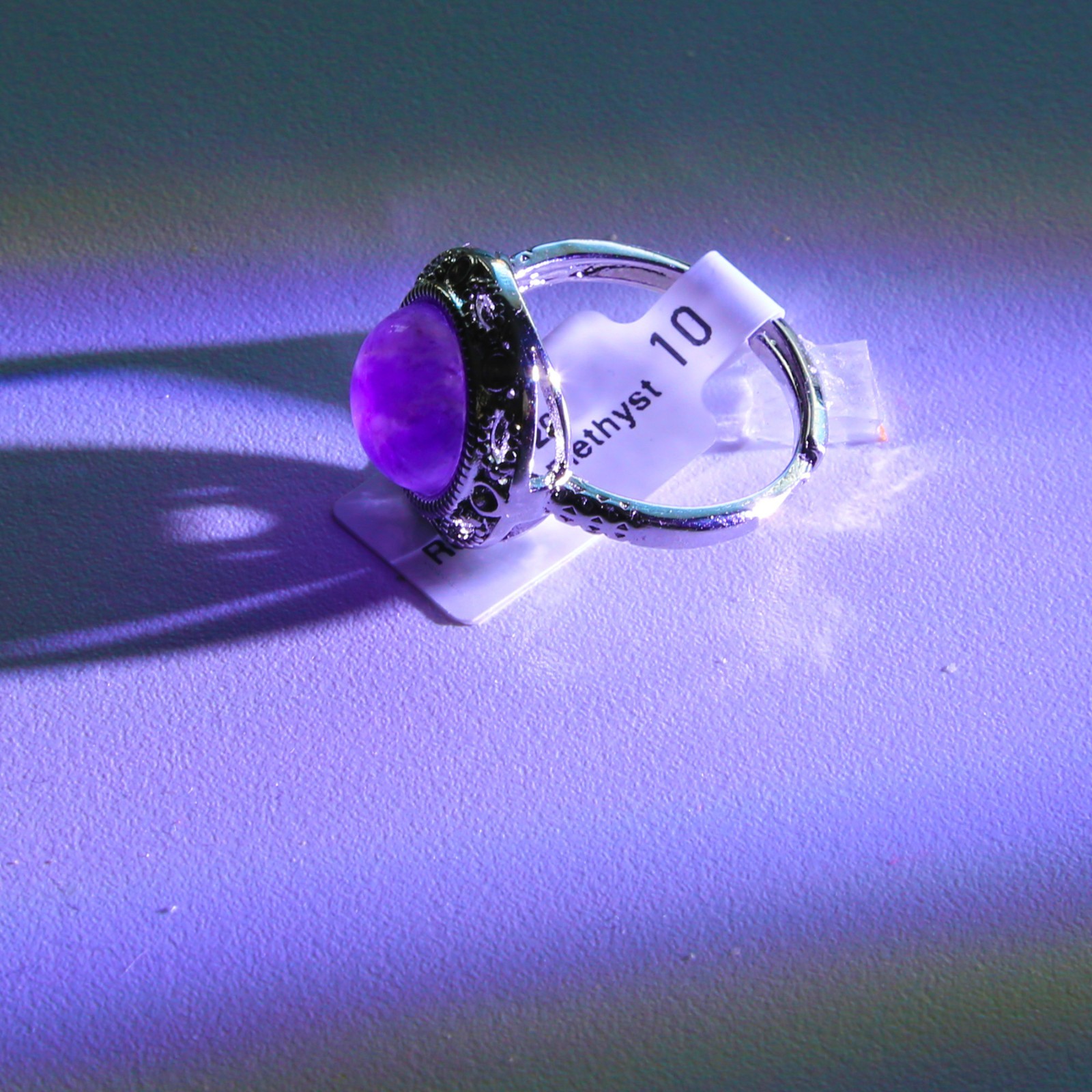 Handmade Genuine Amethyst Gemstone Ring 925 Silver Coated One Size Fits All