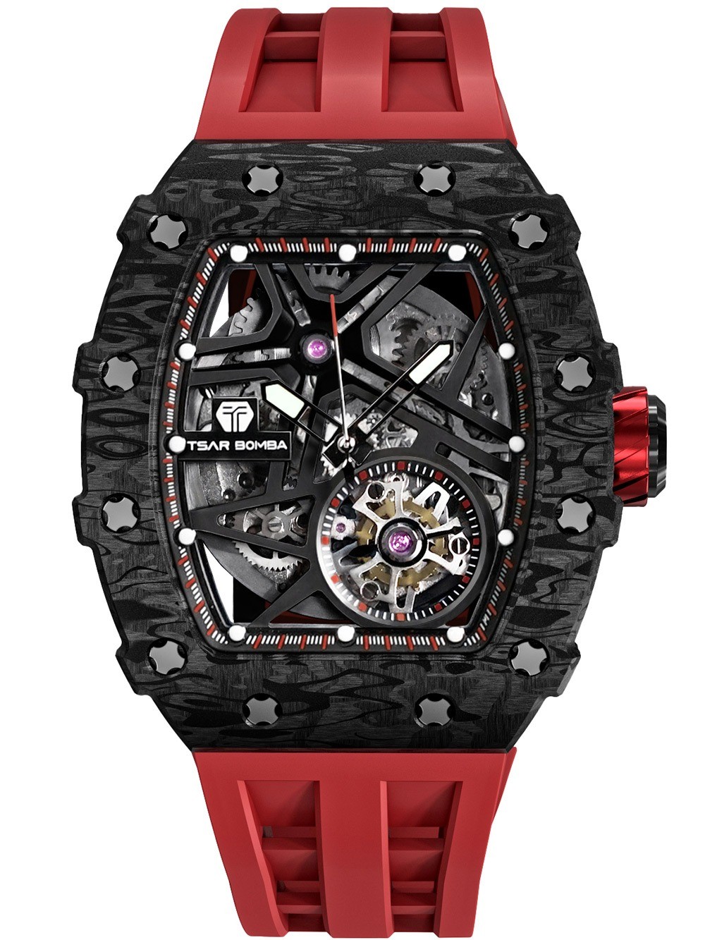 Tsar Bomba TB8209CF-32 Mens Watch Elemental Carbon Fiber Automatic 44mm 5ATM