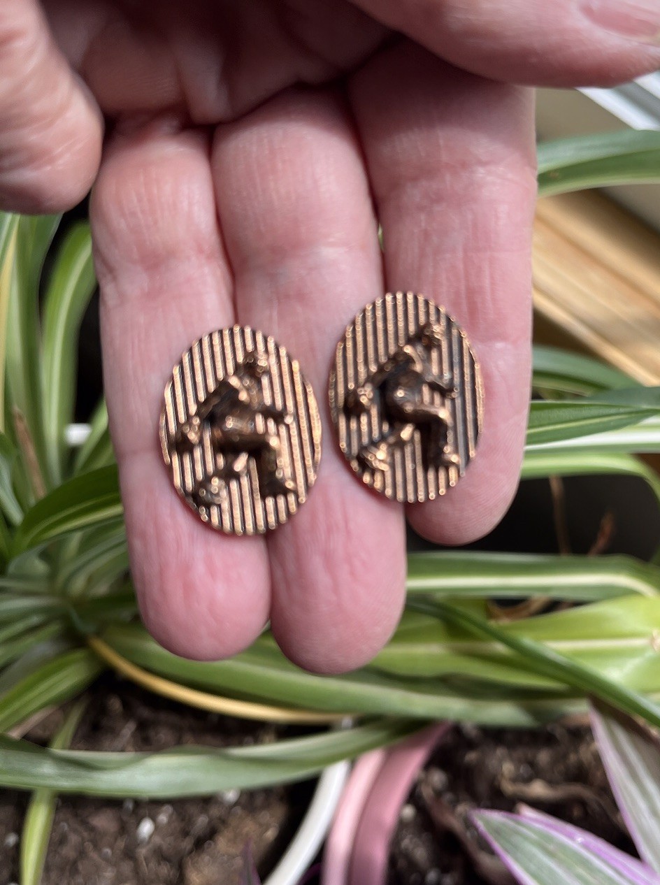 Vtg 50s/60s Copper Bowler Man Bowling 3D Cufflinks MCM Sports Fashion Statement
