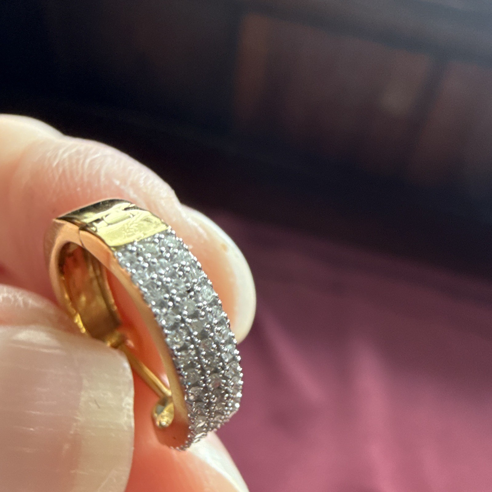 925 Sterling Silver Natural Round Diamond Pavé Hinged Huggie Hoop Gold 0.25CTW