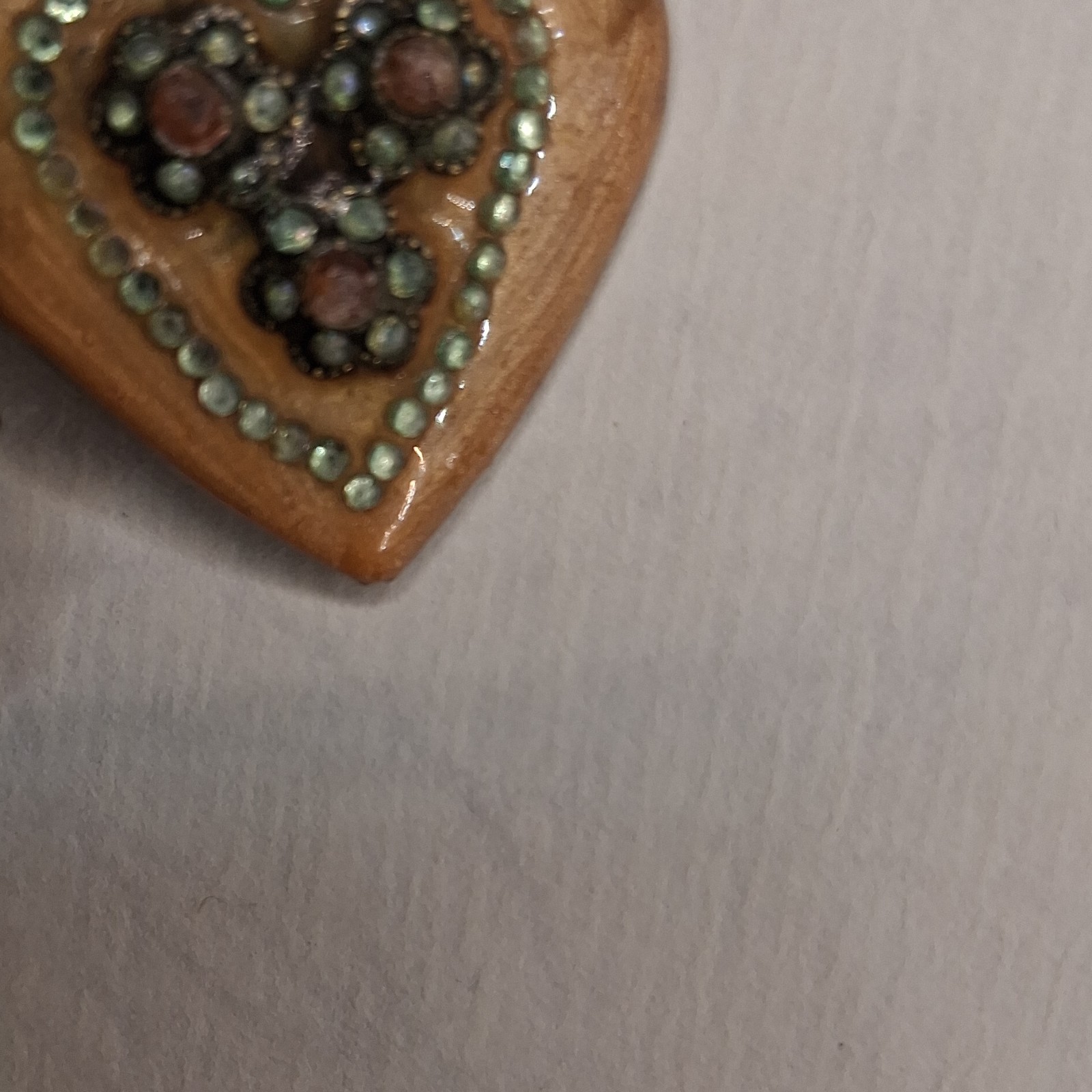 Heart Photo Locket Pendant, Silver Tone Metal, Green Round Crystal, Love Theme
