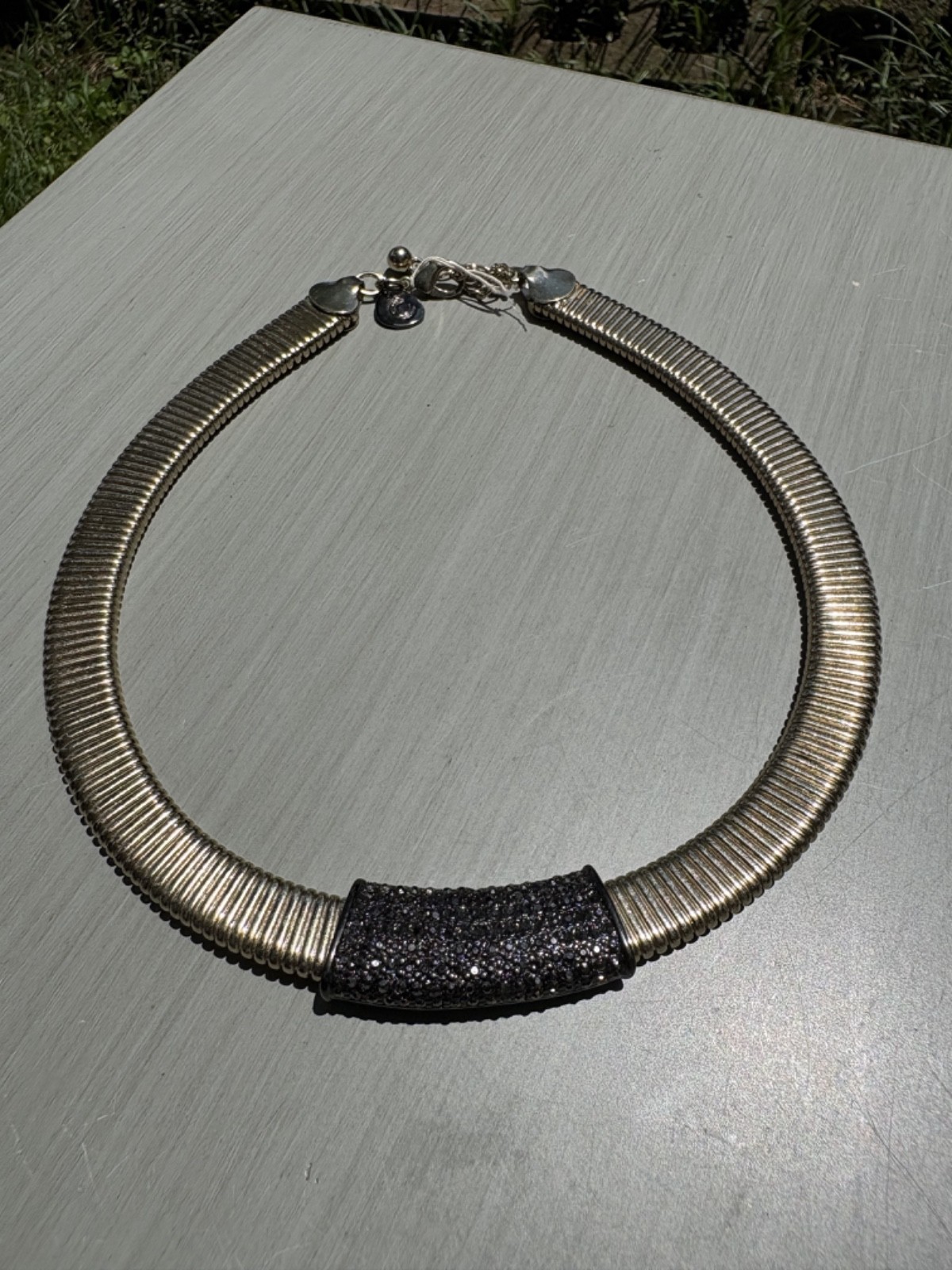 Chico’s Gold Tone Collar Statement Necklace Curb Link Adjustable Lobster Clasp