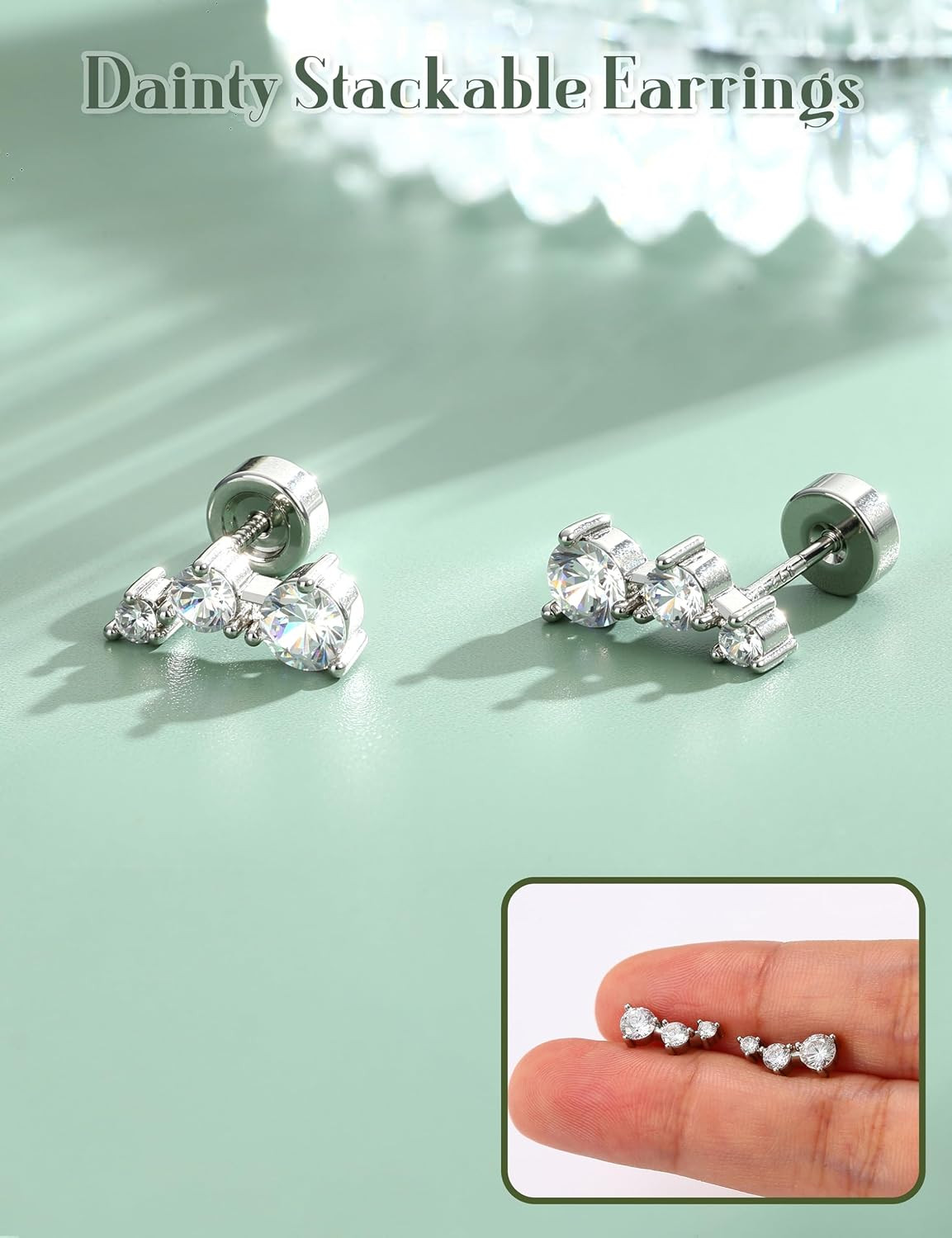 925 Sterling Silver Post Cartilage Earrings Hypoallergenic Flat Back Stud Earrin