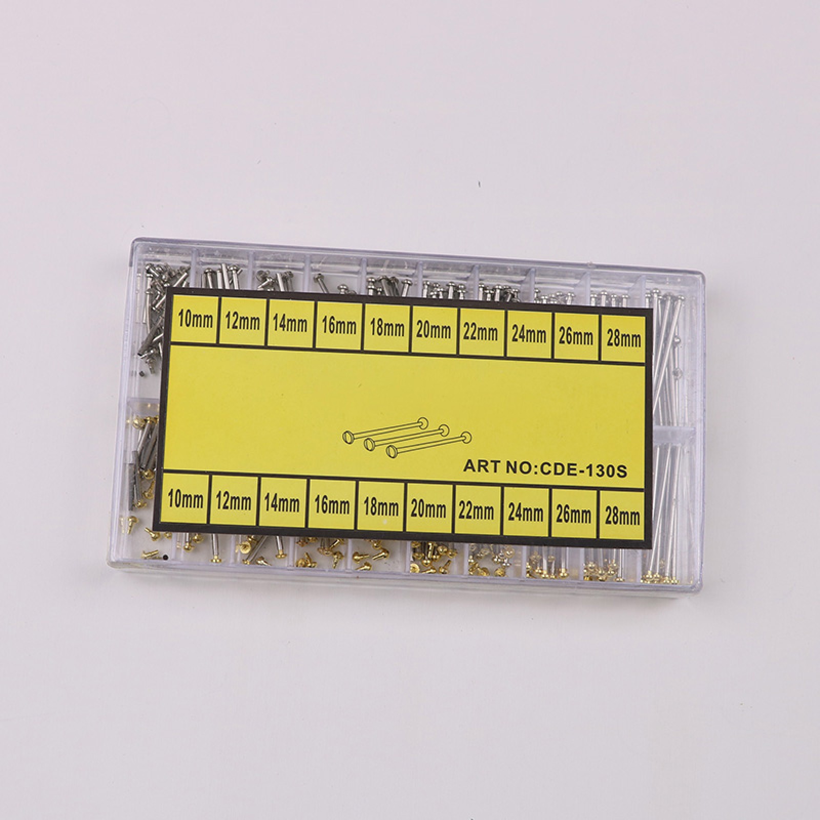 200pcs 1.3mm Diameter Watch Band Bracelet Spring Bar Lug Type Assortment 10-28mm