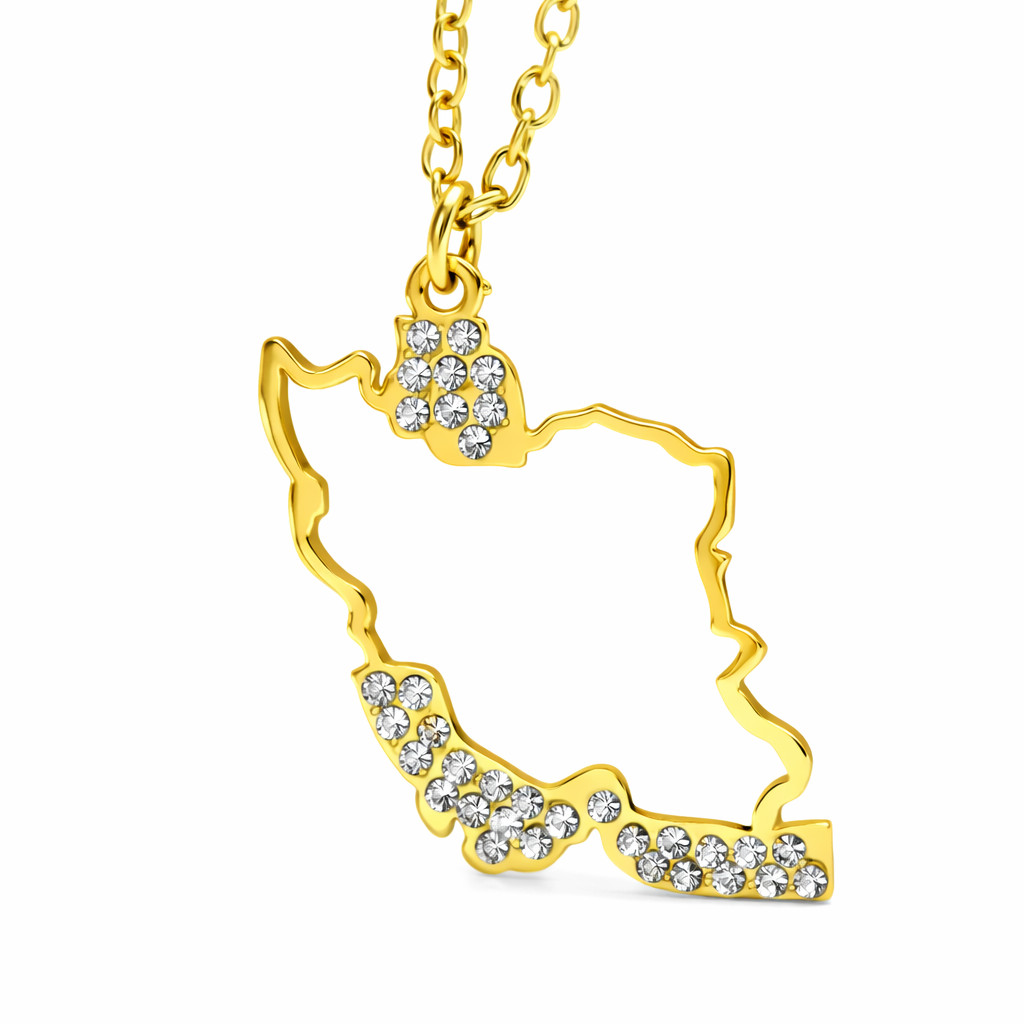 NASIMA Iran Map Jewelry Set 18K Gold Plated Necklace Ring Bracelet Earrings Gift
