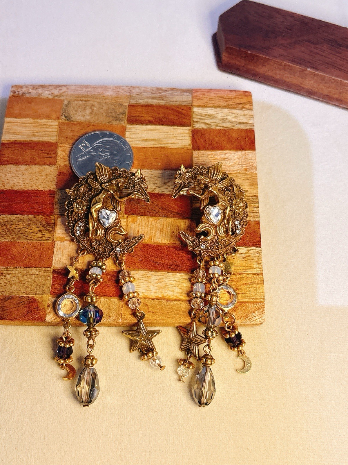 Boho Statement Gold Dangle Earrings Crystal Tassel Drop Party Gift