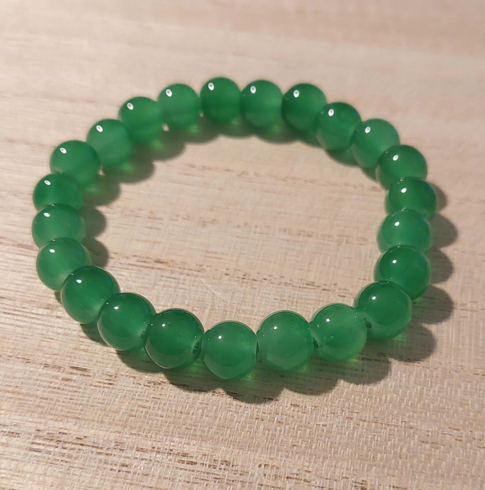 Brand New Handmade Evergreen Glass Beaded Bracelet (Size In Description)
