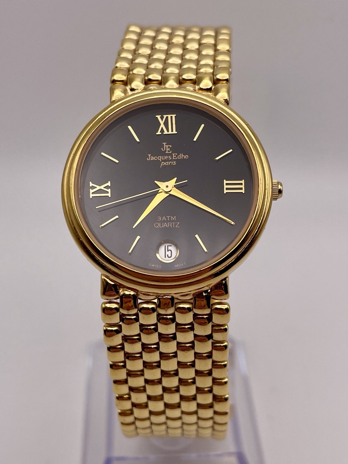 Jacques Edho Paris 18k Gold Plate Watch WR 30M 901030 New Battery