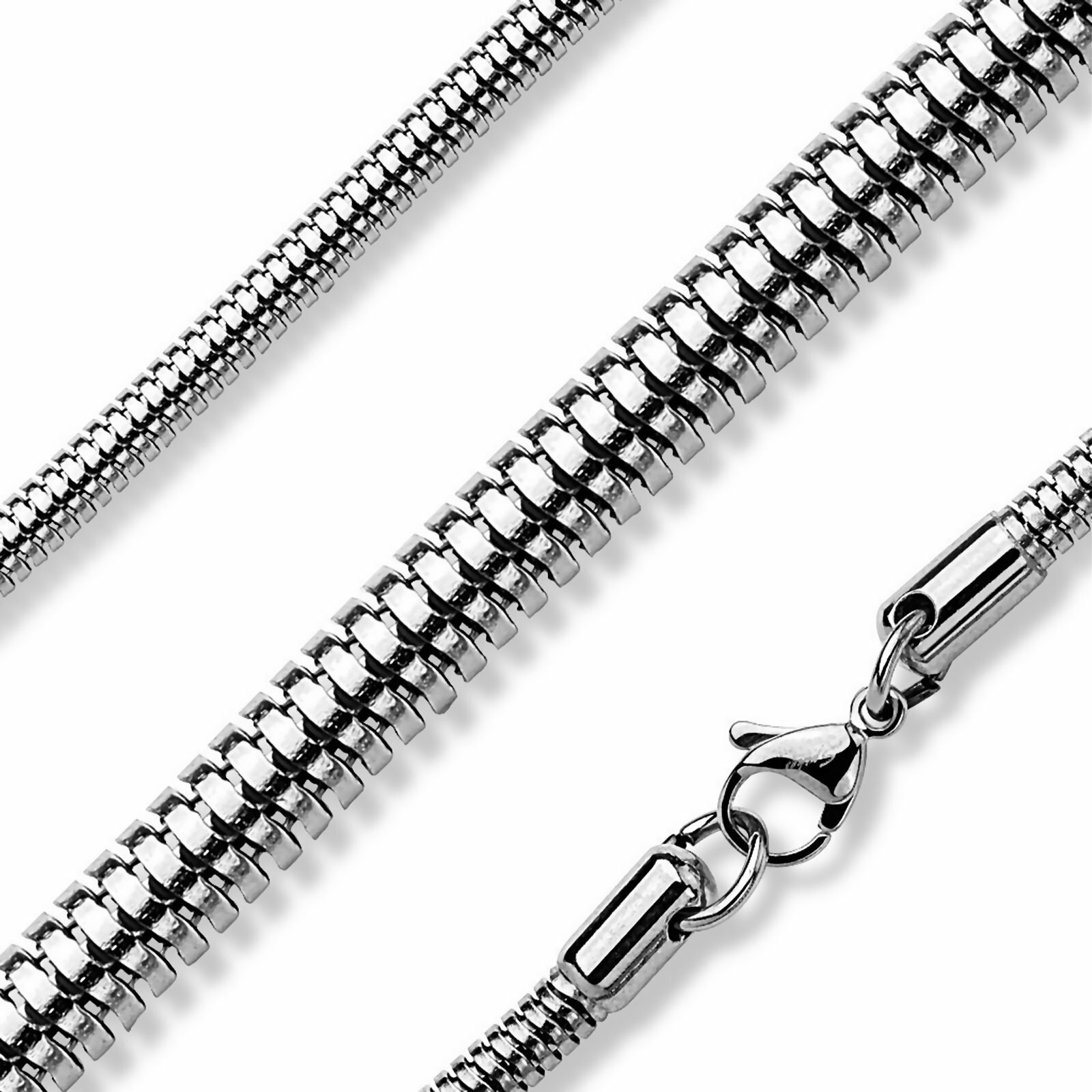 Gold Black Silver Stainless Steel Snake Serpentine Chain Necklace 2.5mm-4mm 18in
