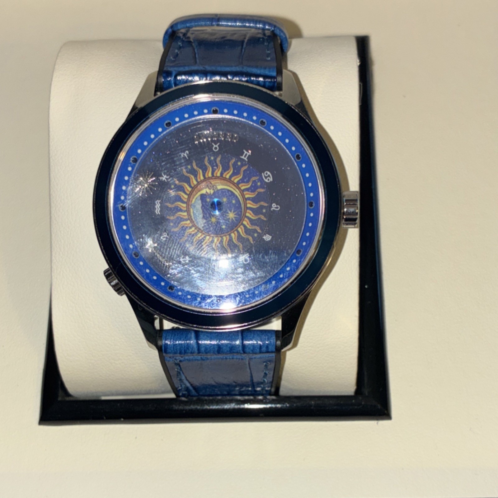 SKYSEED Celestial Blue Automatic Wristwatch, Exhibition Caseback, Leather Band
