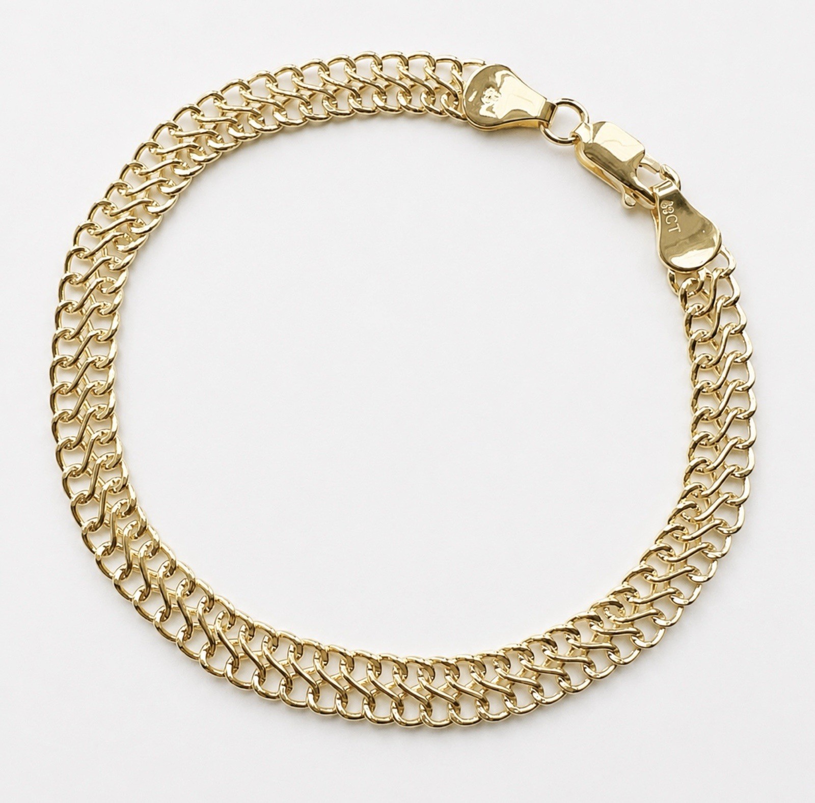 9ct Figure-8 Curb Bracelet Yellow Gold 19cm Long 6mm Wide HALLMARKED RRP £495