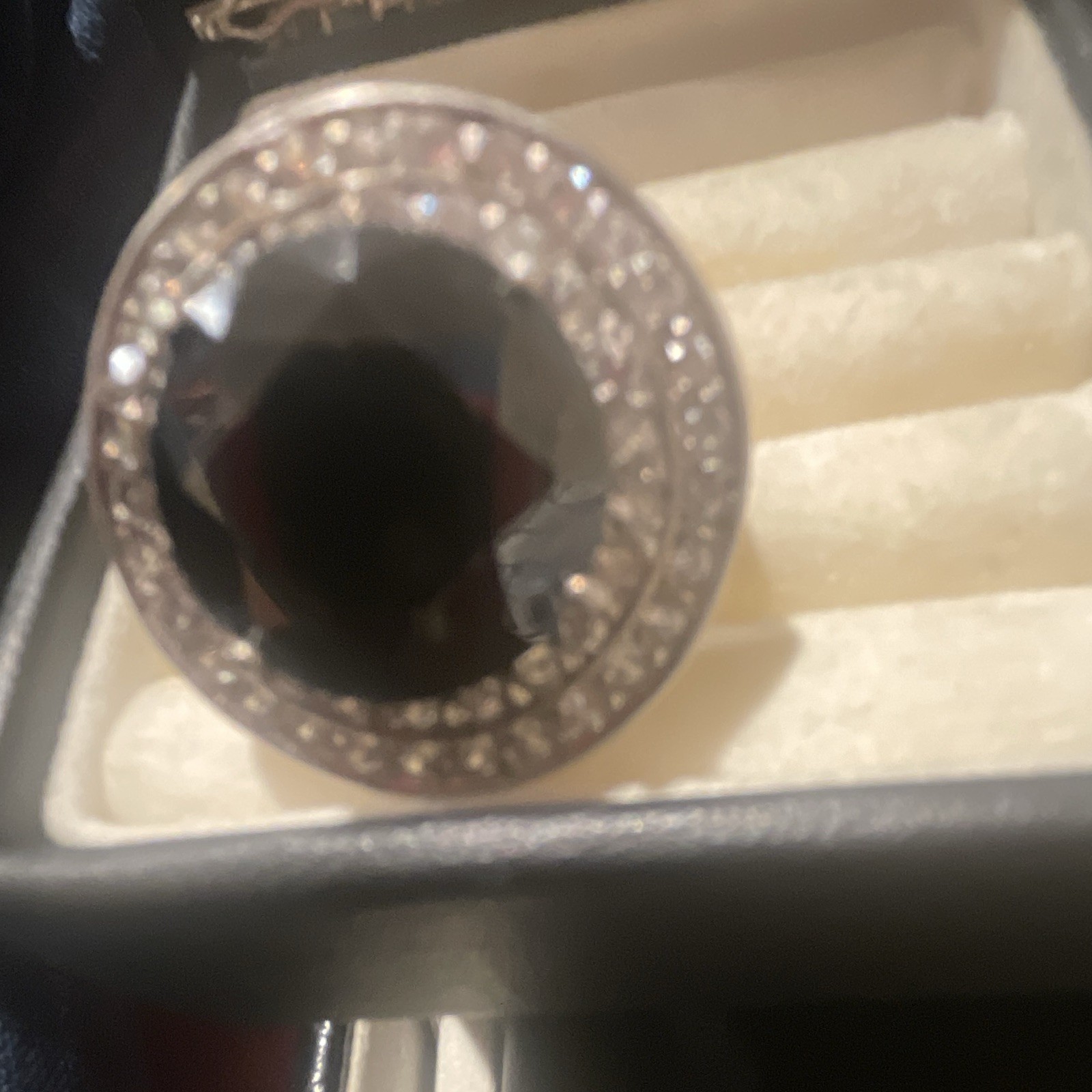 Natural Black Sapphire Diamonds set in Halo arch 14k and pure silver marker JW
