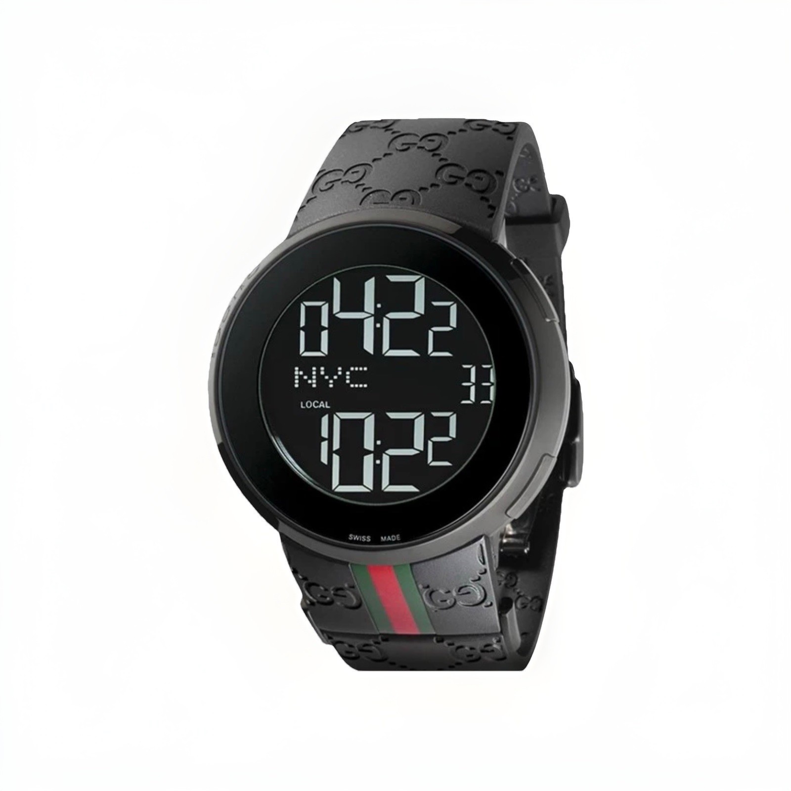 Unisex I-Gucci Collection Black Rubber Strap Watch 44 MM , YA 114-2