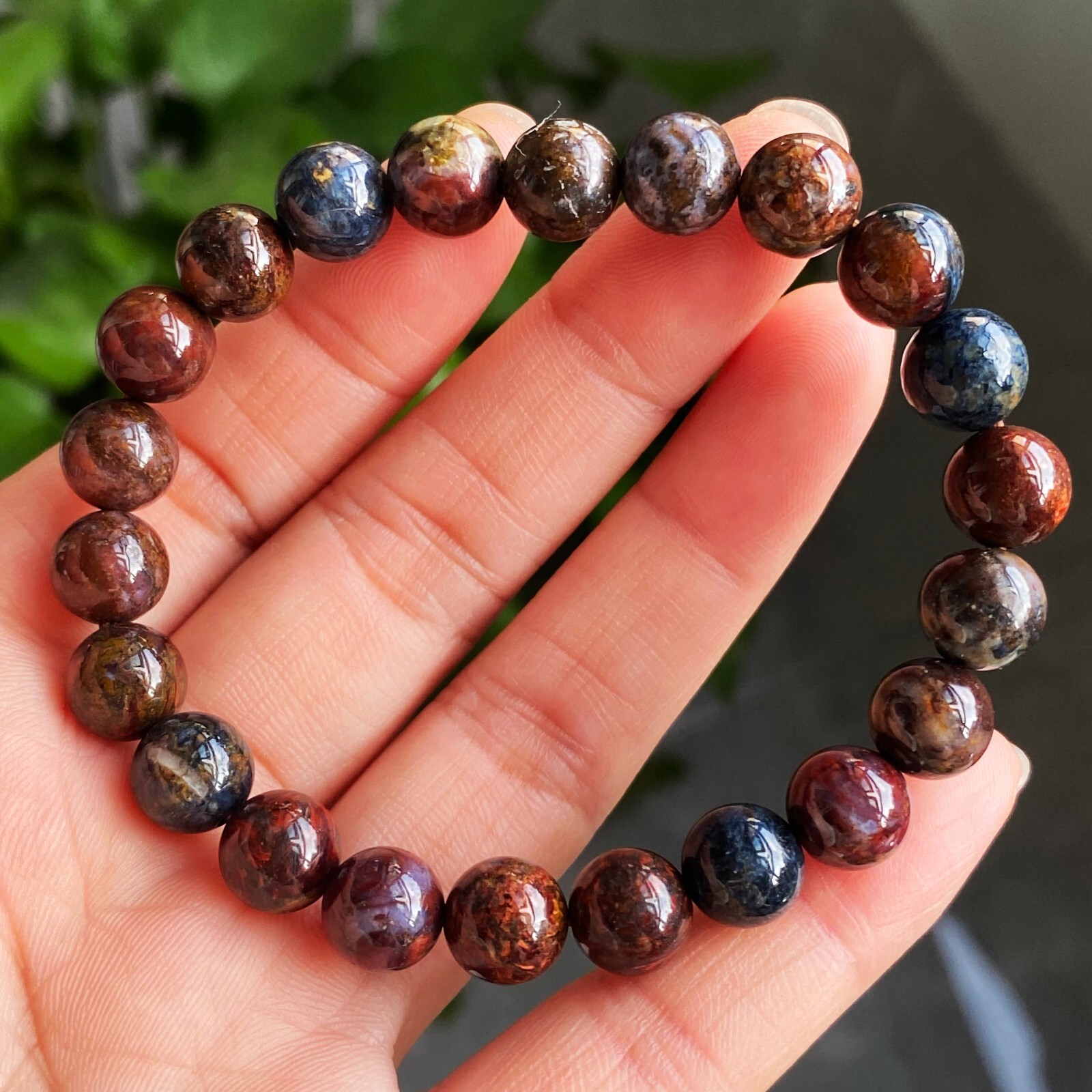 8.7mm Natural Color Pietersite Namibia Gemstone Beads Bracelet Z56